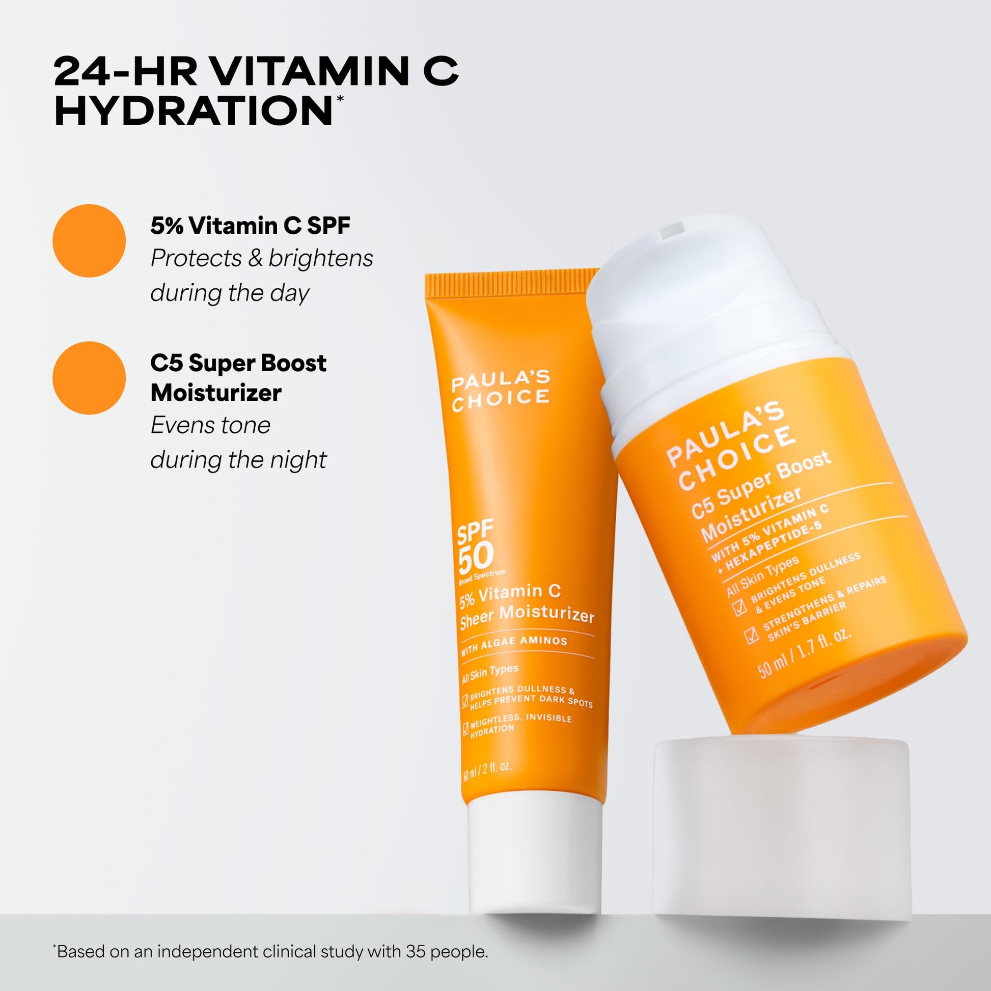 Lavender Paula's Choice C5 Super Boost Face Moisturizer with 5% Vitamin C & Squalane, Daily Face Lotion for Discoloration, Uneven Tone, Fine Lines & Breakout-Prone Skin, Fragrance-Free, 1.7 Fl Oz