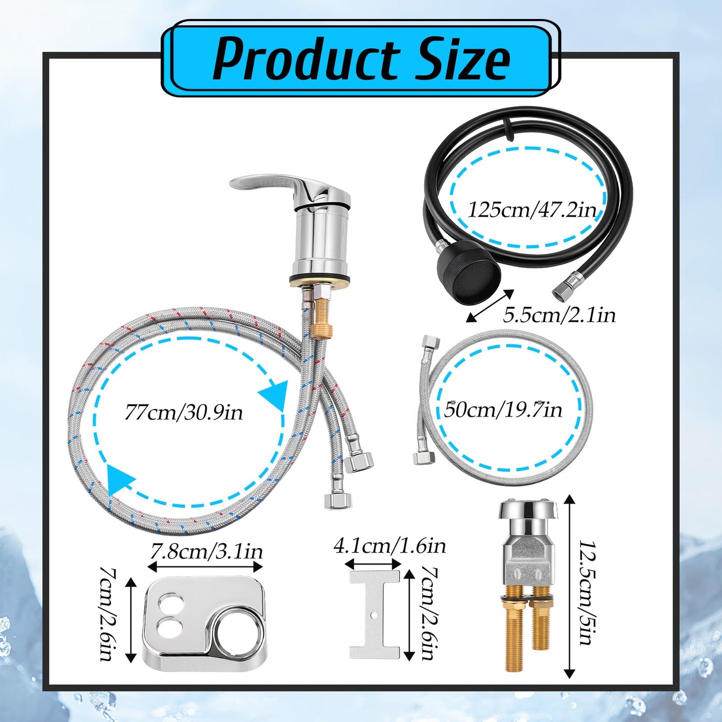 White Smoke Salon Shampoo Bowl Faucet, Hair Salon Sink Faucets Sprayer Hose Set Professional Vacuum Breaker Outside Faucet Kit with Sprayer Replacement Part for Bathroom Sink Shampoo Bed