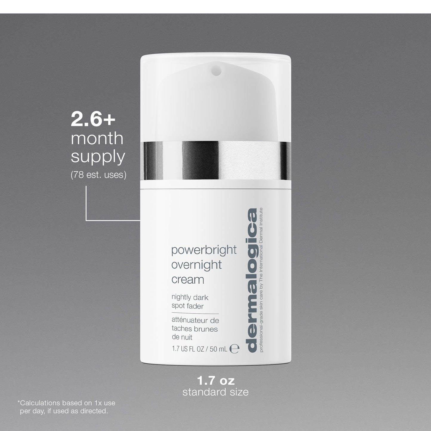 Dim Gray Dermalogica PowerBright Overnight Cream, Face Moisturizer for Night Time, Restore Skin and Fade Dark Spot, 1.7 fl oz