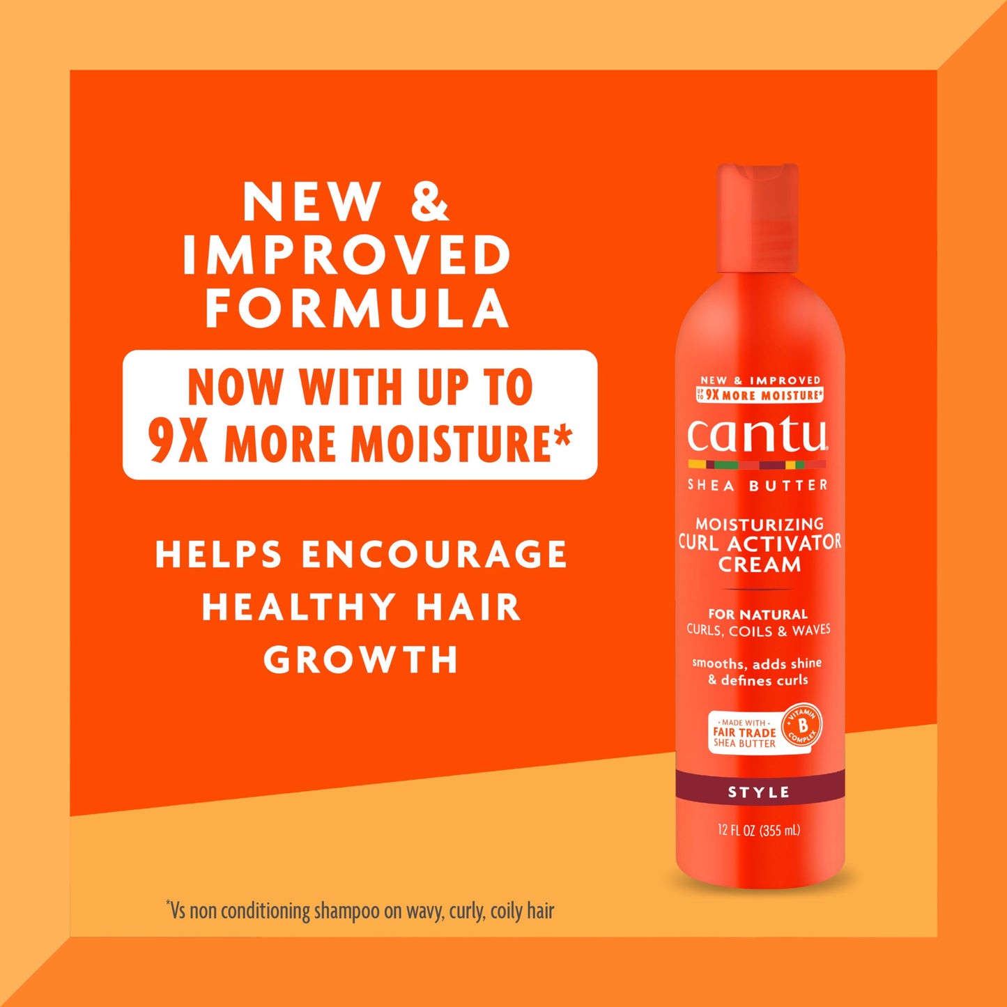 Orange Red Cantu Shea Butter for Natural Hair Moisturizing Curl Activator Cream, 12 Fl Oz