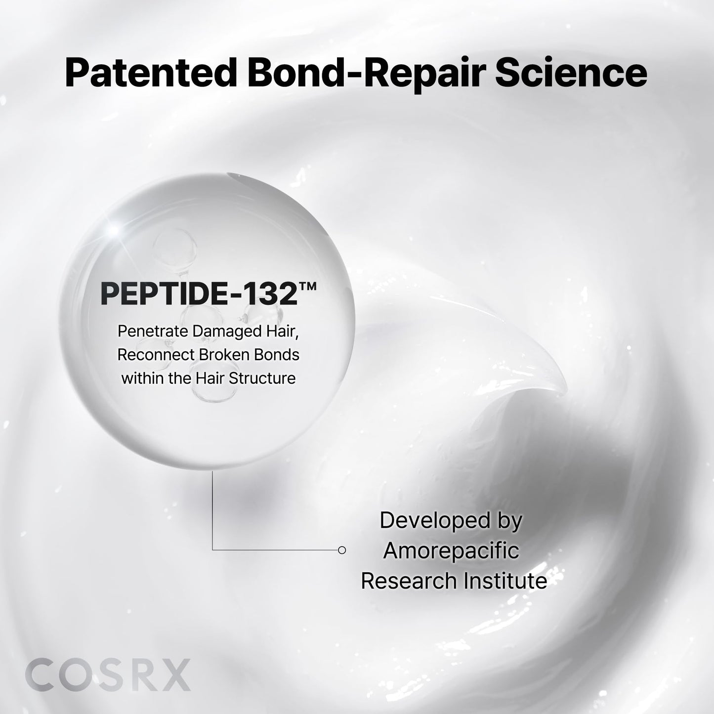 Lavender COSRX PEPTIDE 132 Hair Bonding Repair Treatment - Deep Conditioner Hair Mask for Damaged, Dry Hair, Repairs Breakage & Split Ends, For All Hair Types – 8.11 fl oz