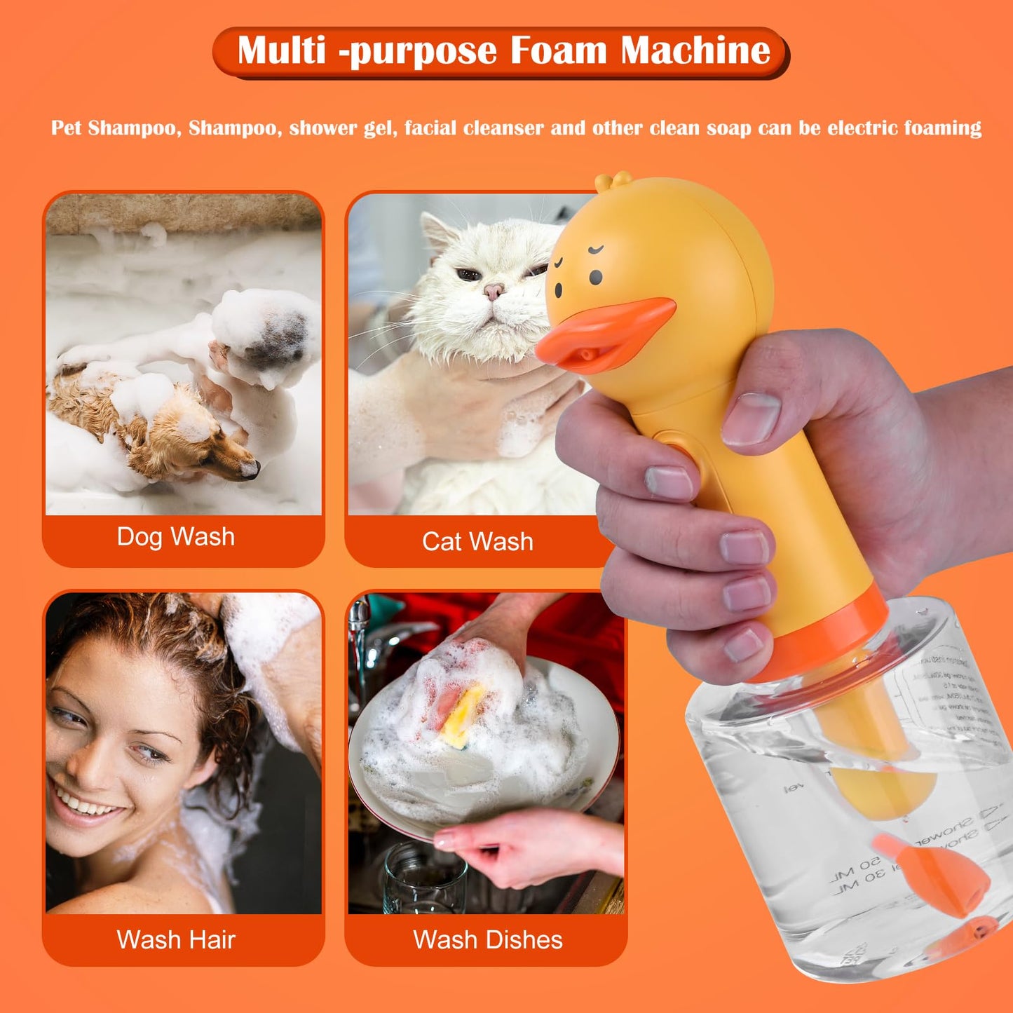 Coral Katoggy Electric Foaming Shampoo Dispenser for Dog and Cat Bathing, Rechargeable Soap Dispenser for Pet Bathing, Bathroom, Kitchen Sink, Toilet Cleaning