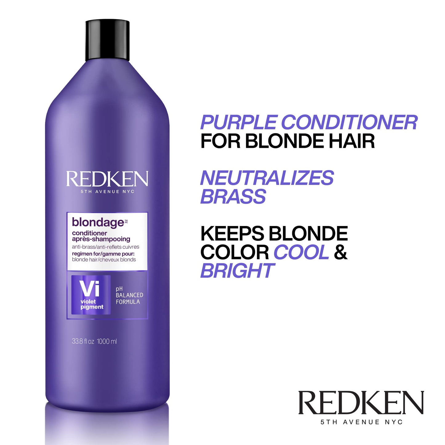 White Smoke Redken Color Extend Blondage Color Depositing Purple Shampoo | For Blonde Hair | Neutralizes Brassy Tones In Blonde Hair | With Salicylic Acid | 33.8 Fl Oz