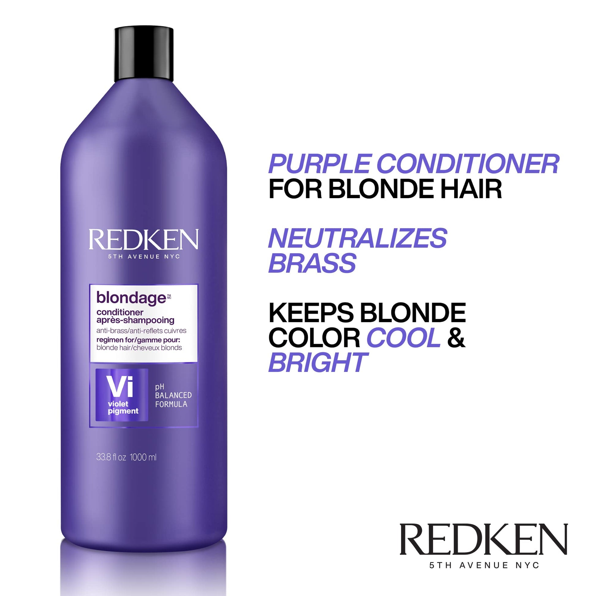 White Smoke Redken Color Extend Blondage Color Depositing Purple Shampoo | For Blonde Hair | Neutralizes Brassy Tones In Blonde Hair | With Salicylic Acid | 33.8 Fl Oz