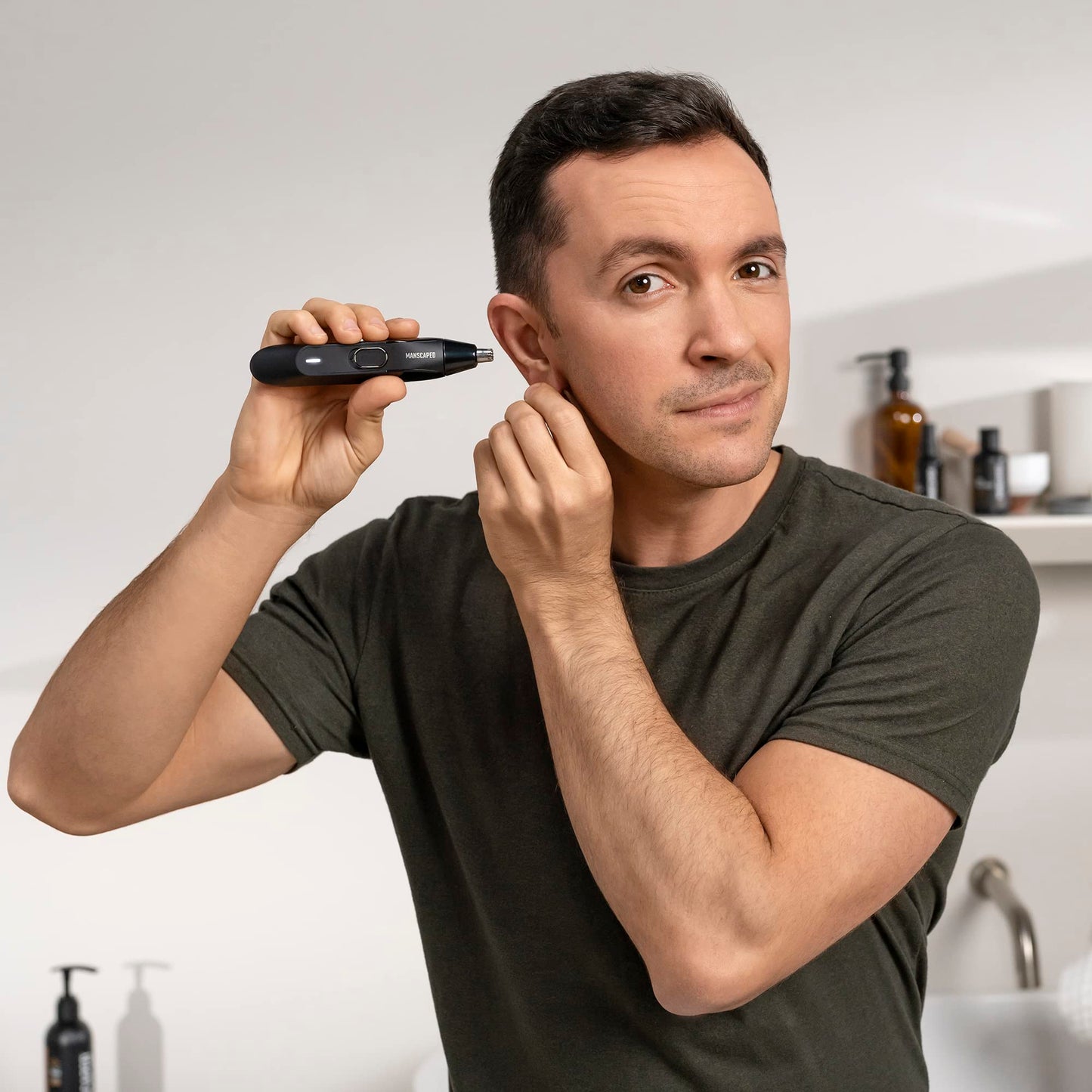 Light Gray MANSCAPED® The Weed Whacker® 2.0 Electric Nose & Ear Hair Trimmer – 7,000 RPM Precision Tool with Rechargeable Battery, Wet/Dry, Easy to Clean, Improved Stainless Steel Replaceable Blade