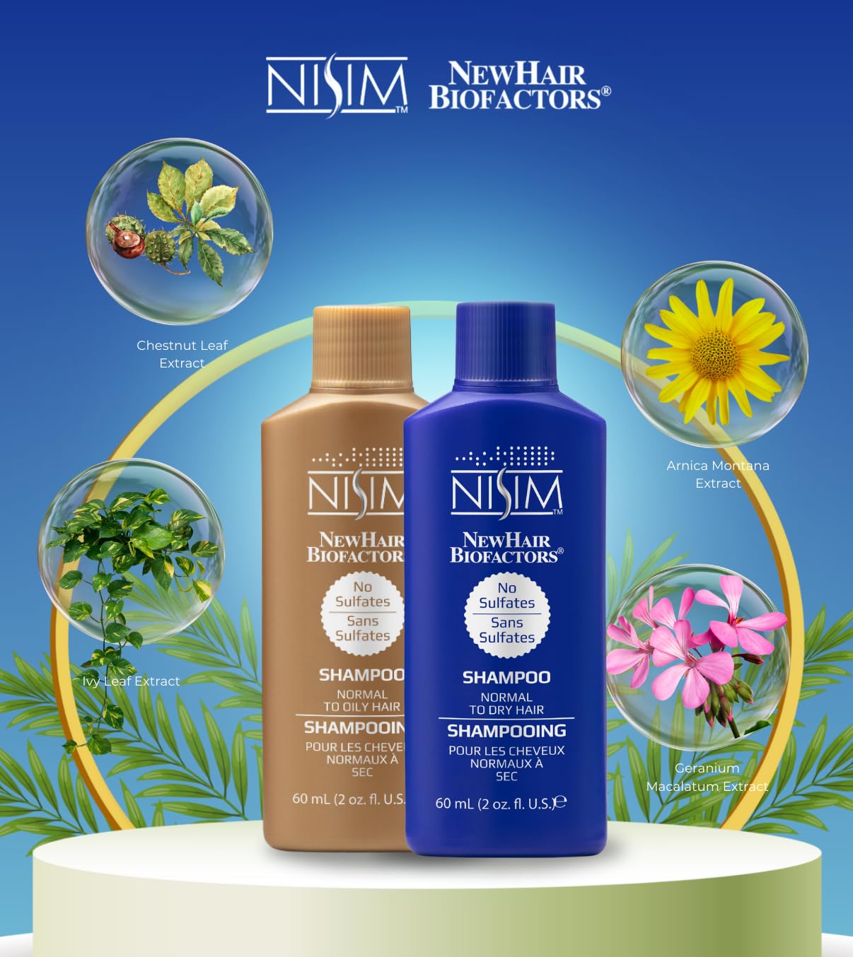 Dark Slate Blue Nisim NewHair BioFactors Shampoo for Normal to Oily Hair – Deep Cleansing Formula, Ideal for Daily Use Unisex 2 Ounce (60ml)