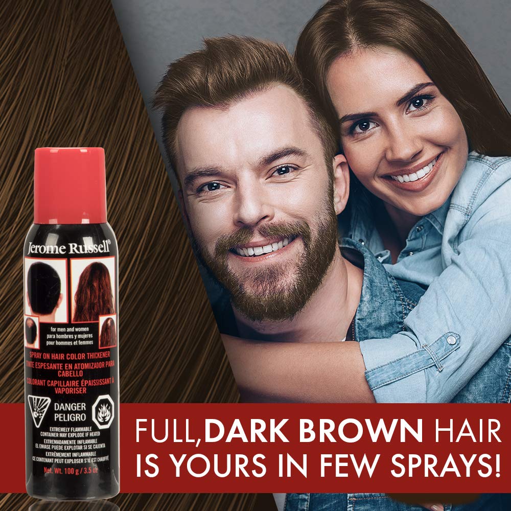 Dark Slate Gray jerome russell Hair Color Thickener for Thinning Hair, Dark Brown, 3.5 Ounce