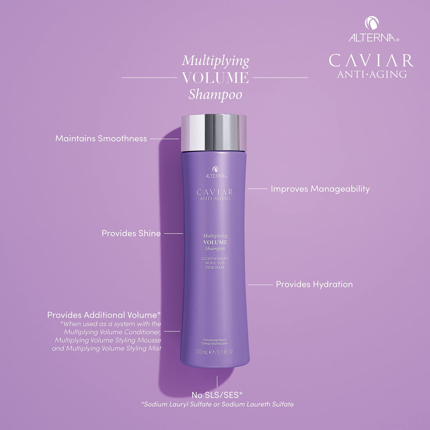 Dark Gray Alterna Haircare CAVIAR Anti-Aging Multiplying Volume Shampoo Travel Size 1.35 Fl Oz | For Fine, Limp or Thin Hair | Create Instant Volume and Thickness | Sulfate Free