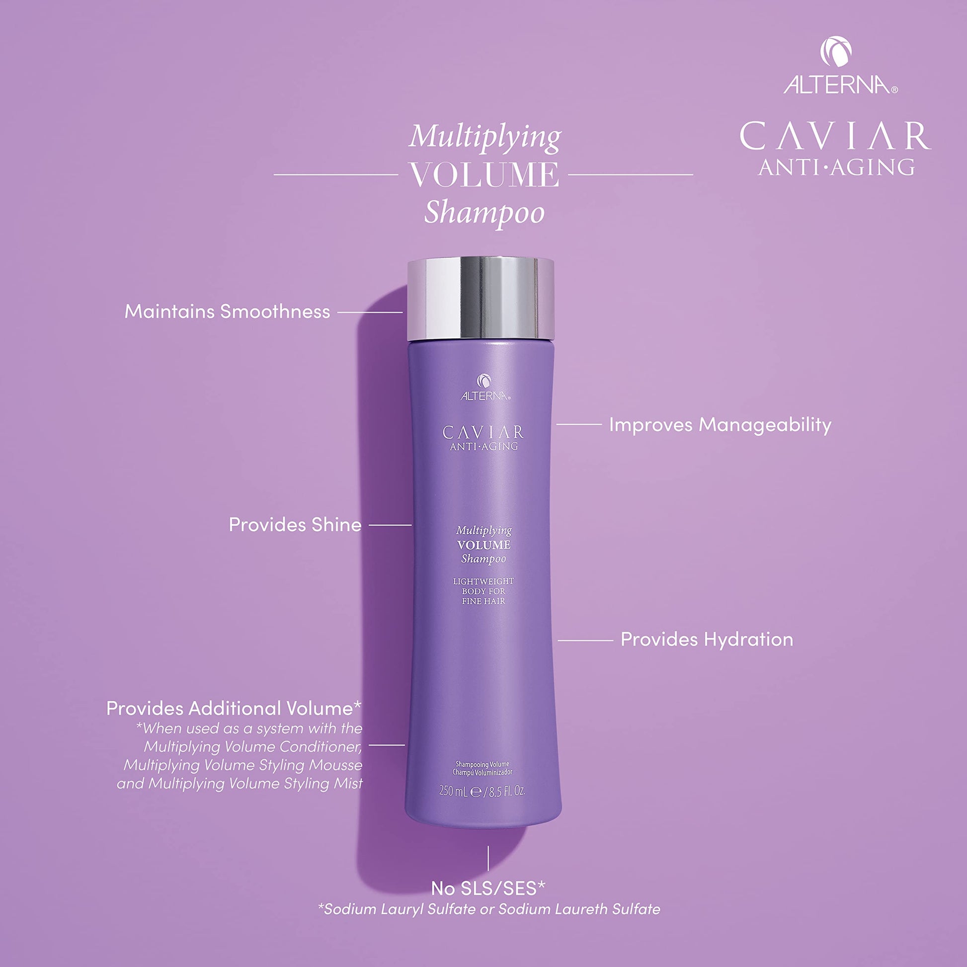 Dark Gray Alterna Haircare CAVIAR Anti-Aging Multiplying Volume Shampoo Travel Size 1.35 Fl Oz | For Fine, Limp or Thin Hair | Create Instant Volume and Thickness | Sulfate Free