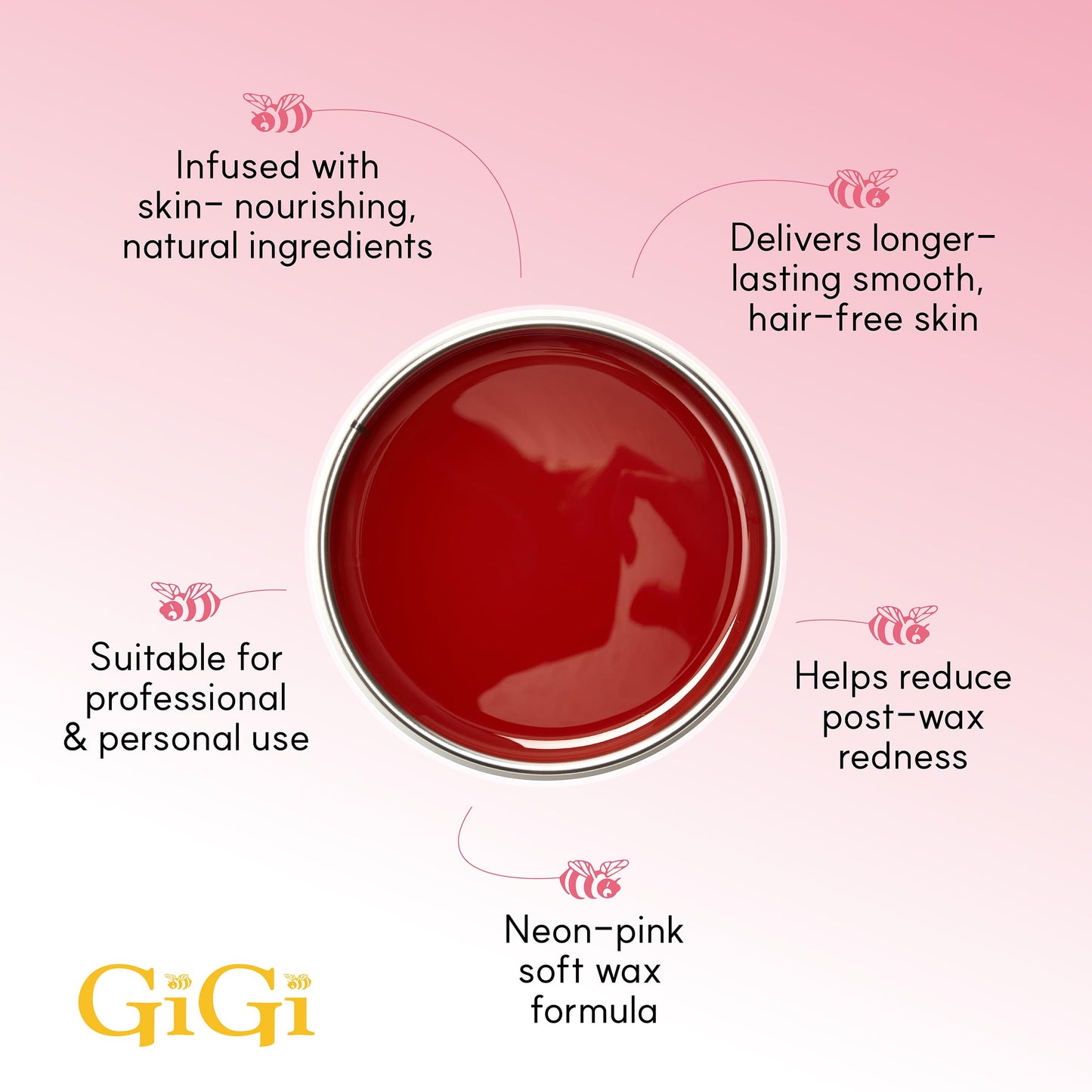 White Smoke Gigi Neon Soft Wax, Watermelon – Hair Removal Wax for Sensitive Skin & Body, Salon & At-Home Waxing for Women, 14 Oz
