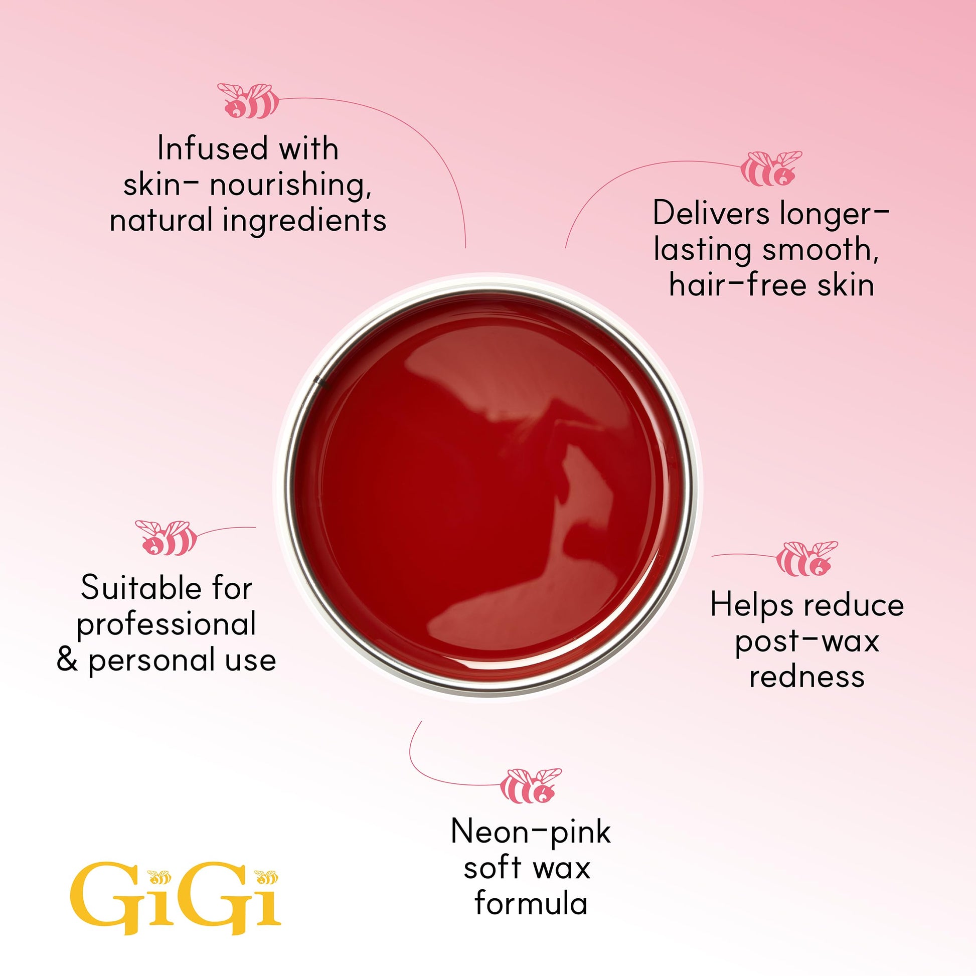 White Smoke Gigi Neon Soft Wax, Watermelon – Hair Removal Wax for Sensitive Skin & Body, Salon & At-Home Waxing for Women, 14 Oz