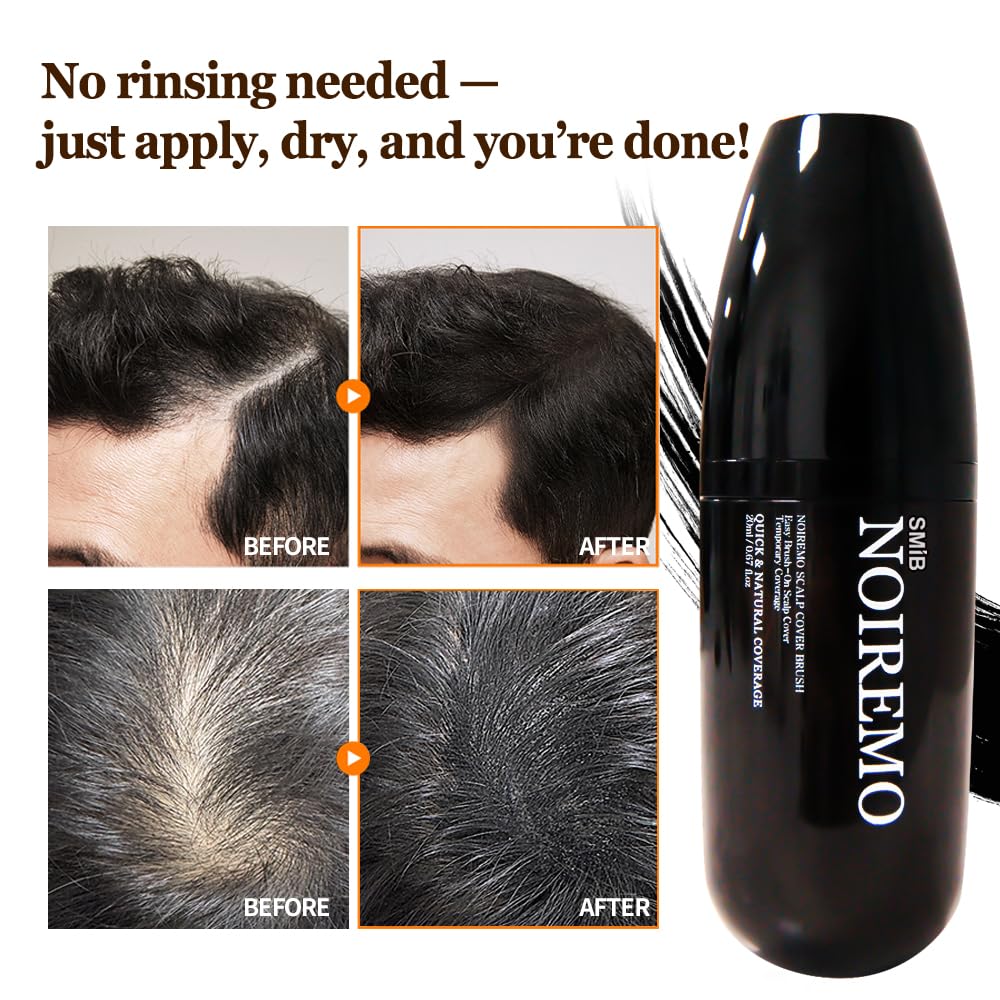 White Smoke SMIB Hair Cover Brush – Waterproof & Sweatproof Temporary Color Touch-Up, Quick and Easy Application (Black)