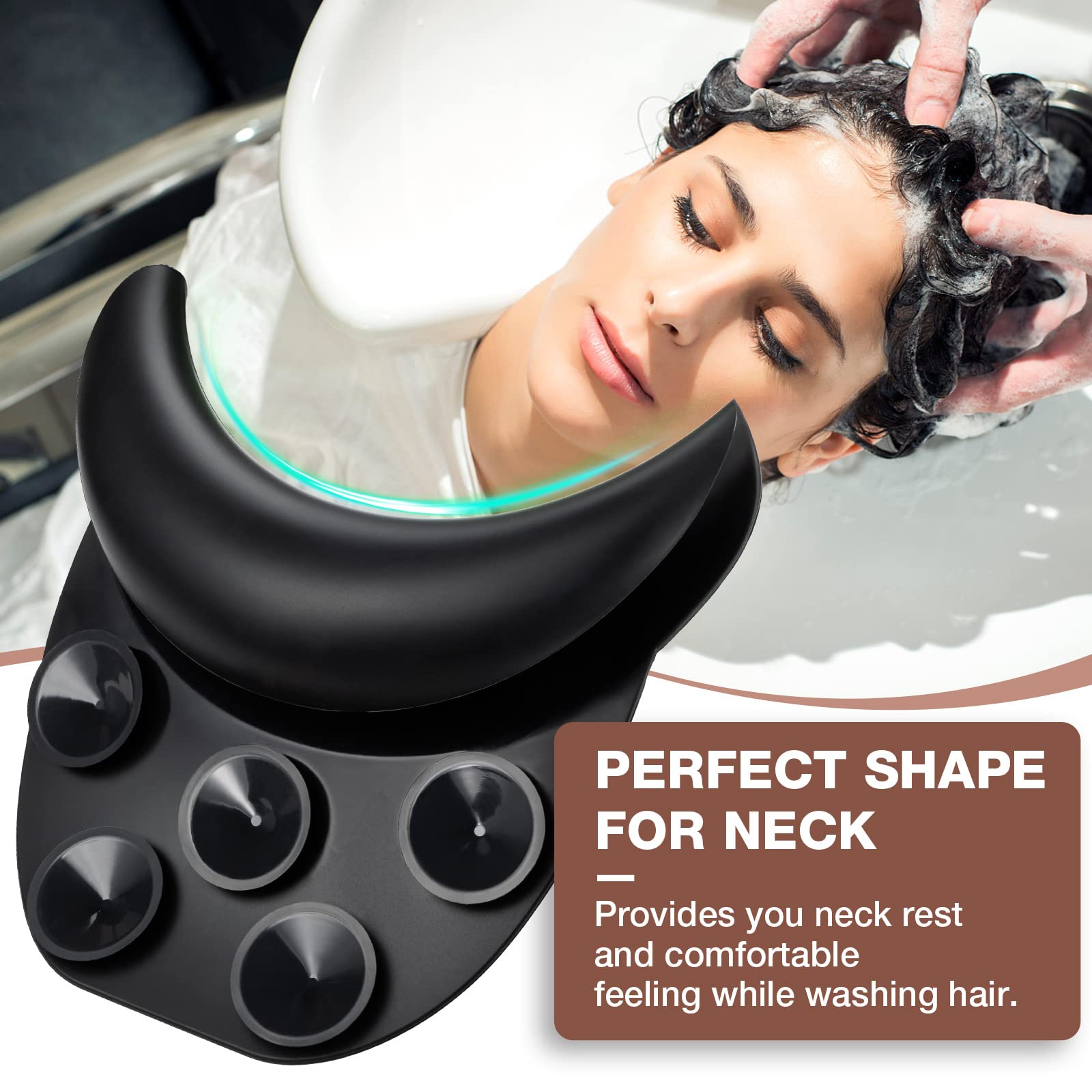 White Smoke Noverlife Salon Neck Rest Cushion with Suction Cup, Non-Slip Soft Silicon Shampoo Bowl Neck Rest, Portable Hair Salon Shampoo Sink Gel Neck Pad, Hair Washing Sink Neck Support for Home Salon Basin