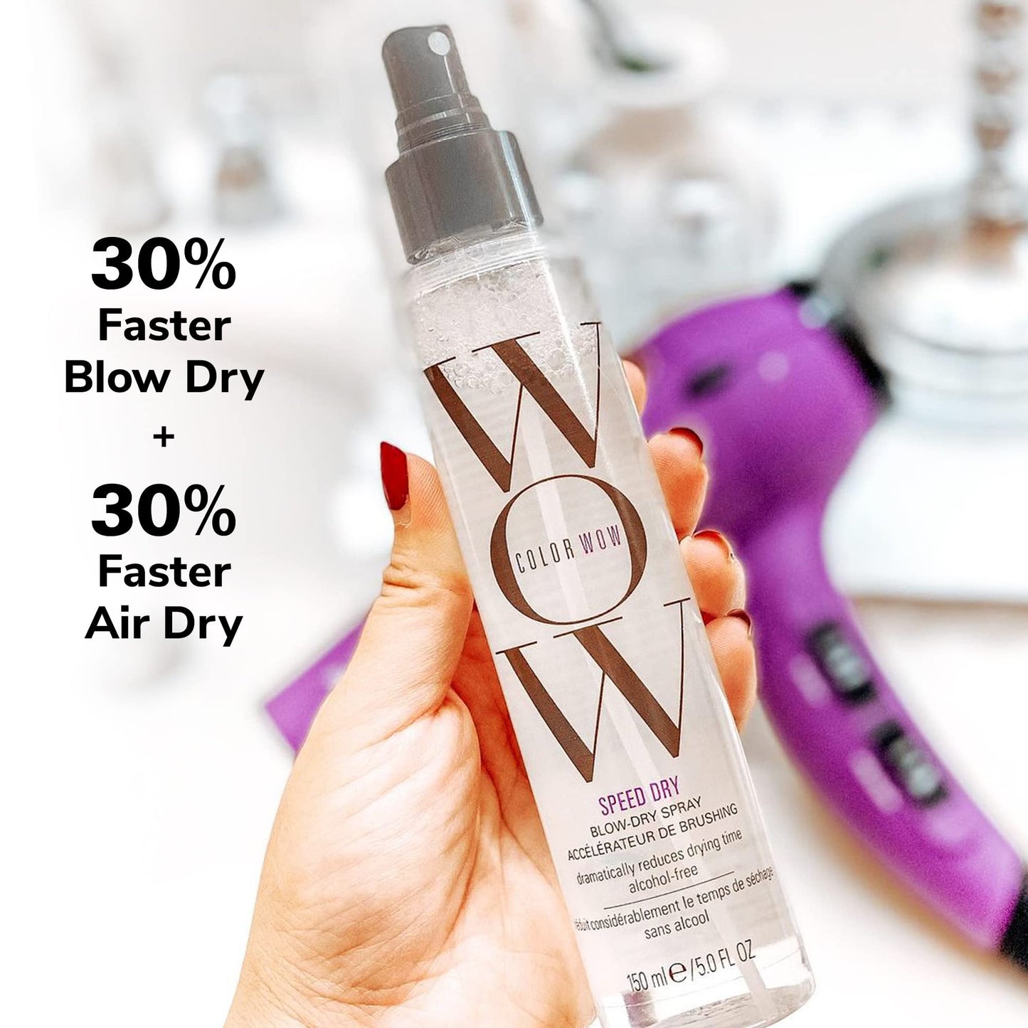 White Smoke COLOR WOW Speed Dry Blow Dry Spray – Cut Blow Dry Time by 30% | Heat Protectant, Prevent Breakage | Cruelty-Free & Gluten-Free