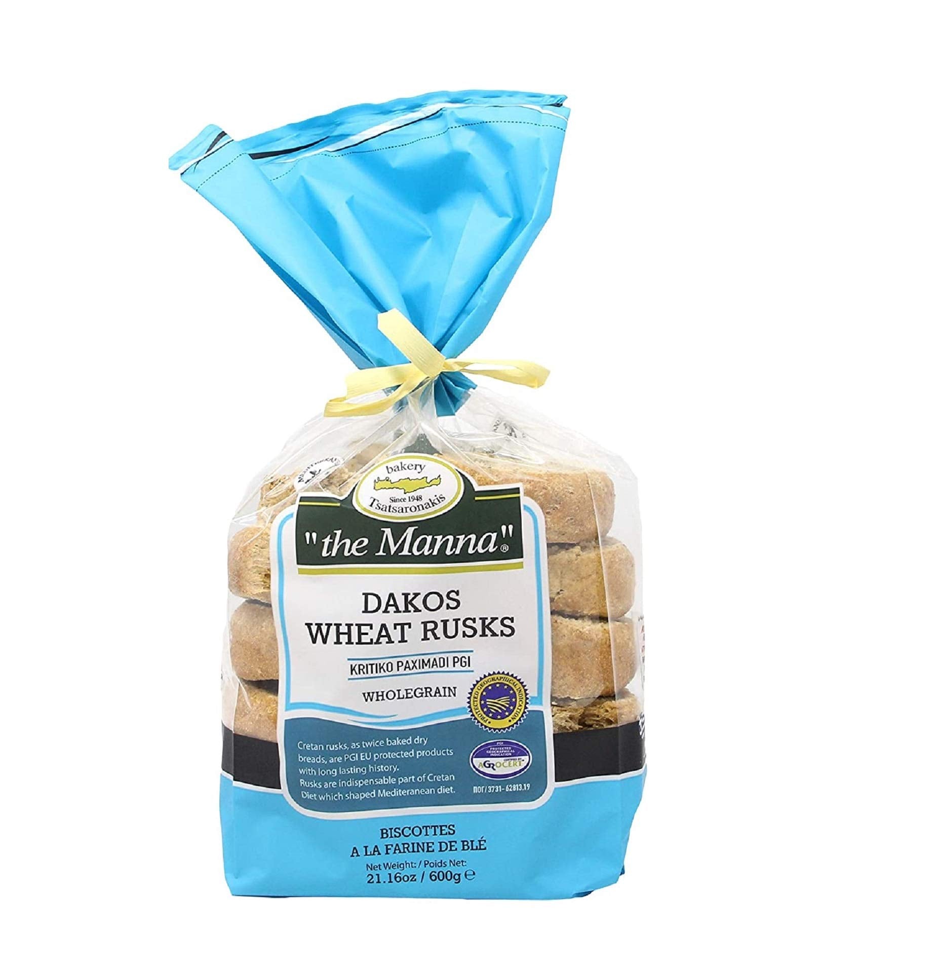 White Smoke Greek Manna Whole Wheat Rusks from Crete, 600 gr.