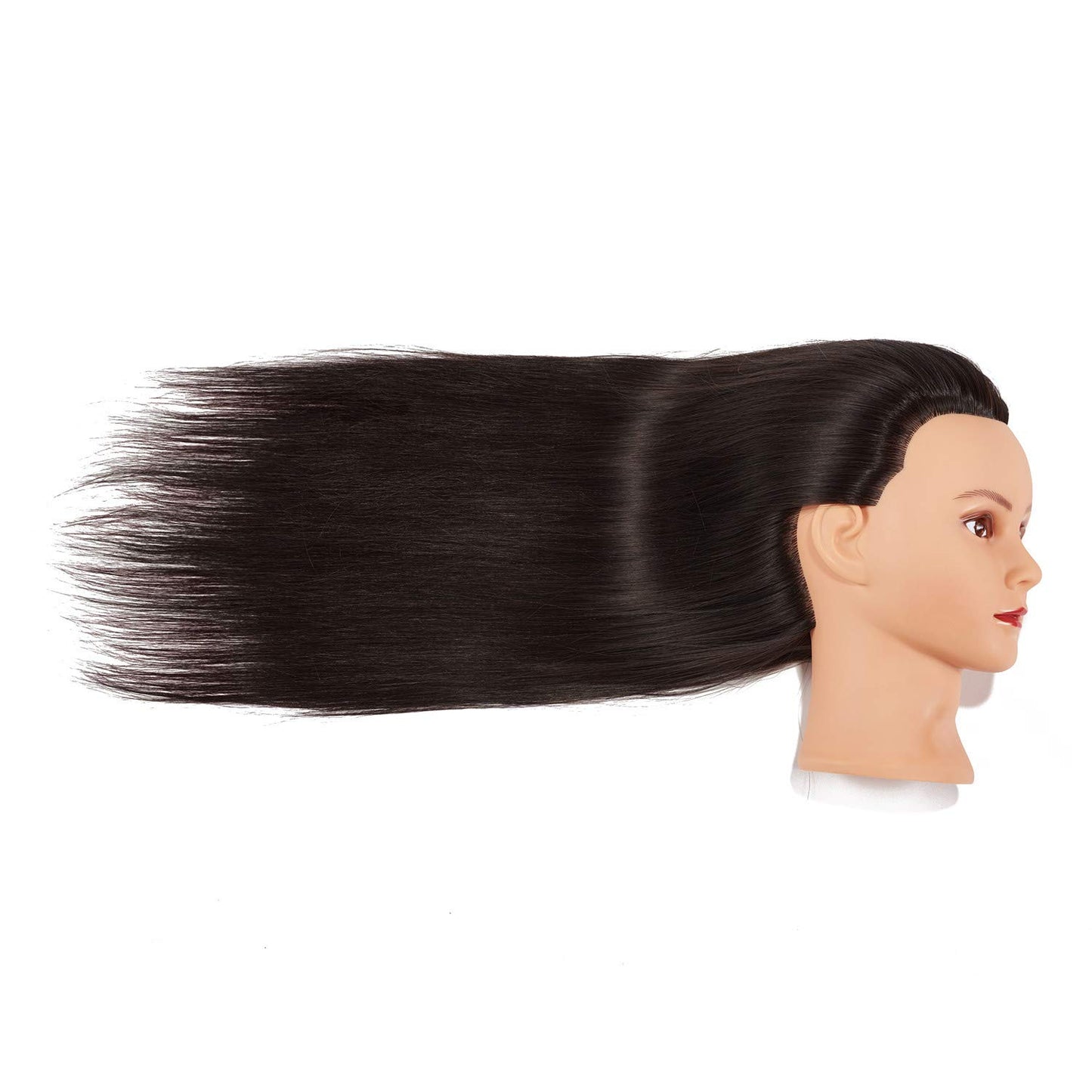 White Smoke Training Head 26"-28" Long Hair Mannequin Training Head Dolls for Cosmetology Synthetic Fiber Hair Styling Hairdressing Manikin Head for Hairdresser with Clamp Stand (Black)
