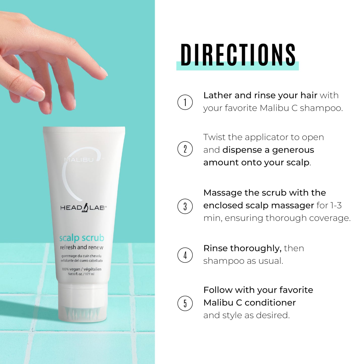White Smoke Malibu C Head Lab Scalp Scrub - Gentle Scalp Exfoliator Enriched with Activated Charcoal and Jojoba Esters - Clean, Vegan Hair Care (6 oz)