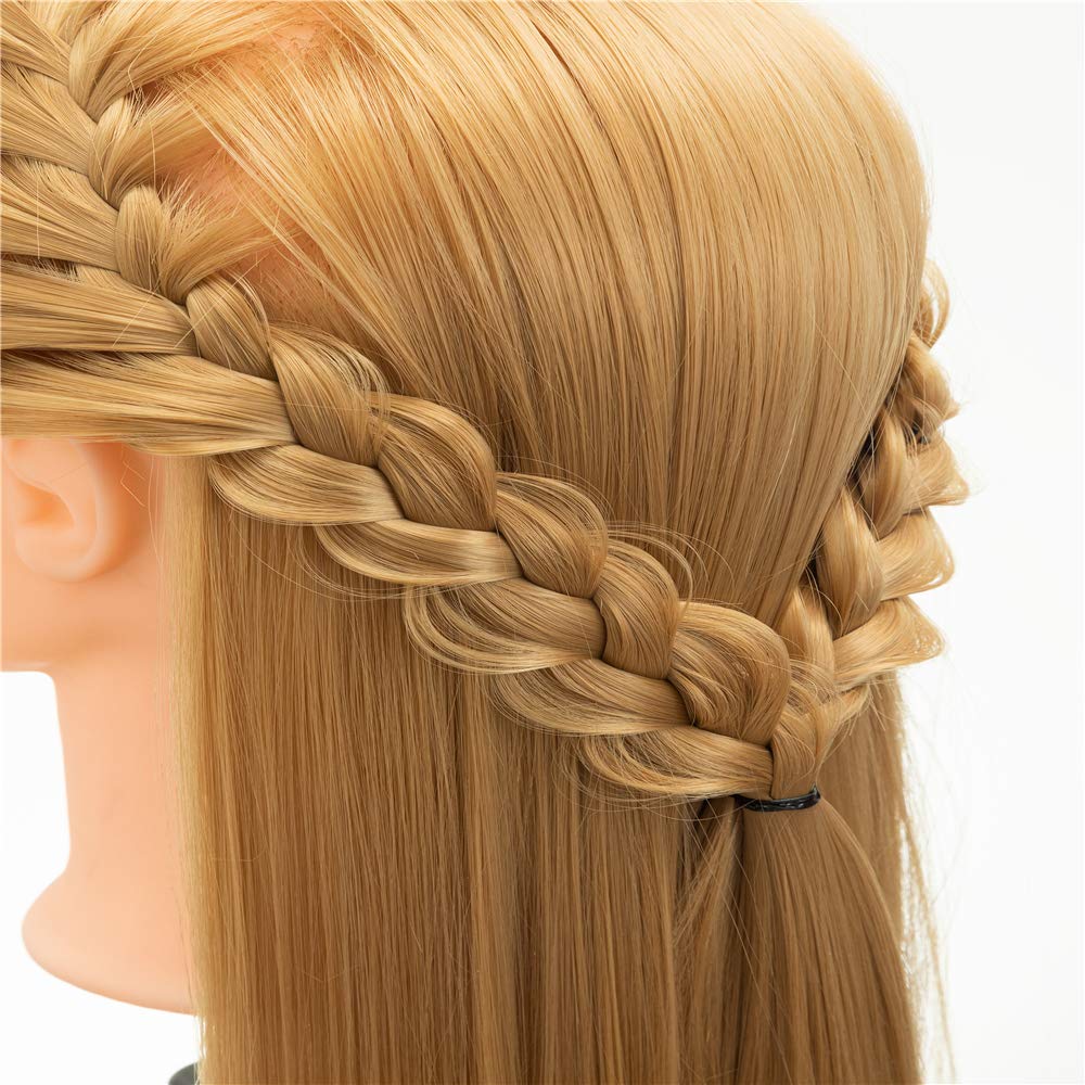 White Smoke Cosmetology Mannequin Head Hair Styling 26-28inch Training Head Synthetic Fiber Manikin Head Doll Head with Clamp （#27 Blonde 20Inch）