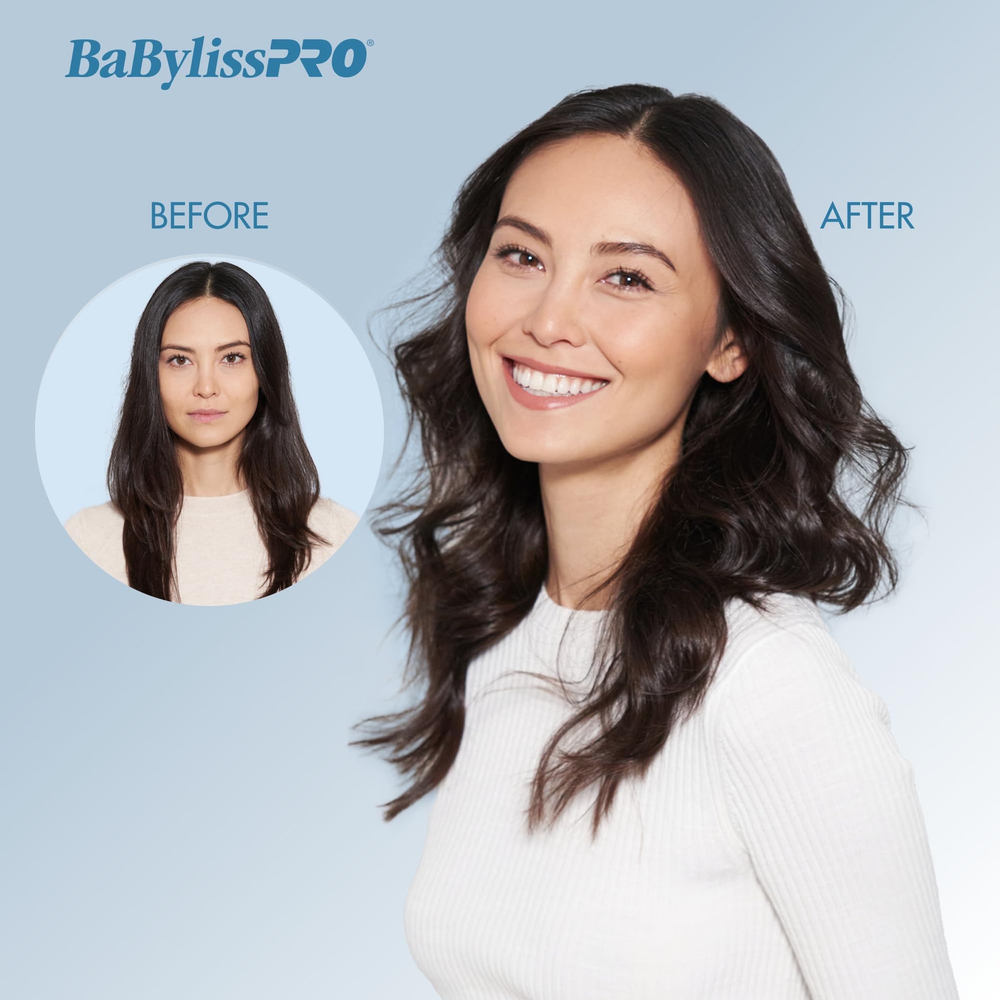 Light Steel Blue BaBylissPRO Nano Titanium 1" Curling Wand, Professional Hair Wand Curling Iron for Long Lasting Curls, Creates the Perfect Curls for All Hair Types