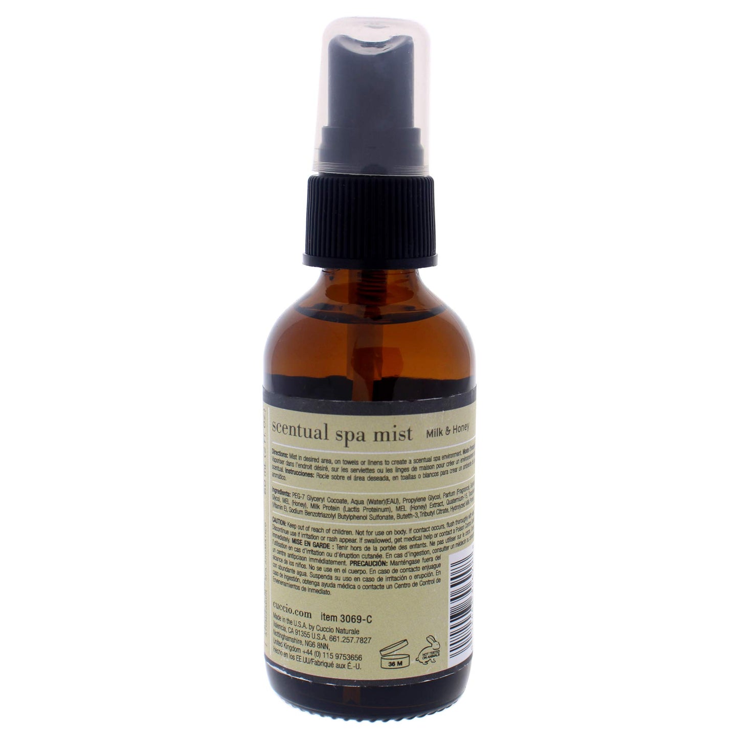 White Smoke Cuccio Naturale Scentual Spa Mist - Aromatic Spray - Soothes And Softens Skin - Radiant And Rejuvenated Skin - Promotes A Relaxed And Calm Mindset - Paraben Free - Milk And Honey - 2 Oz