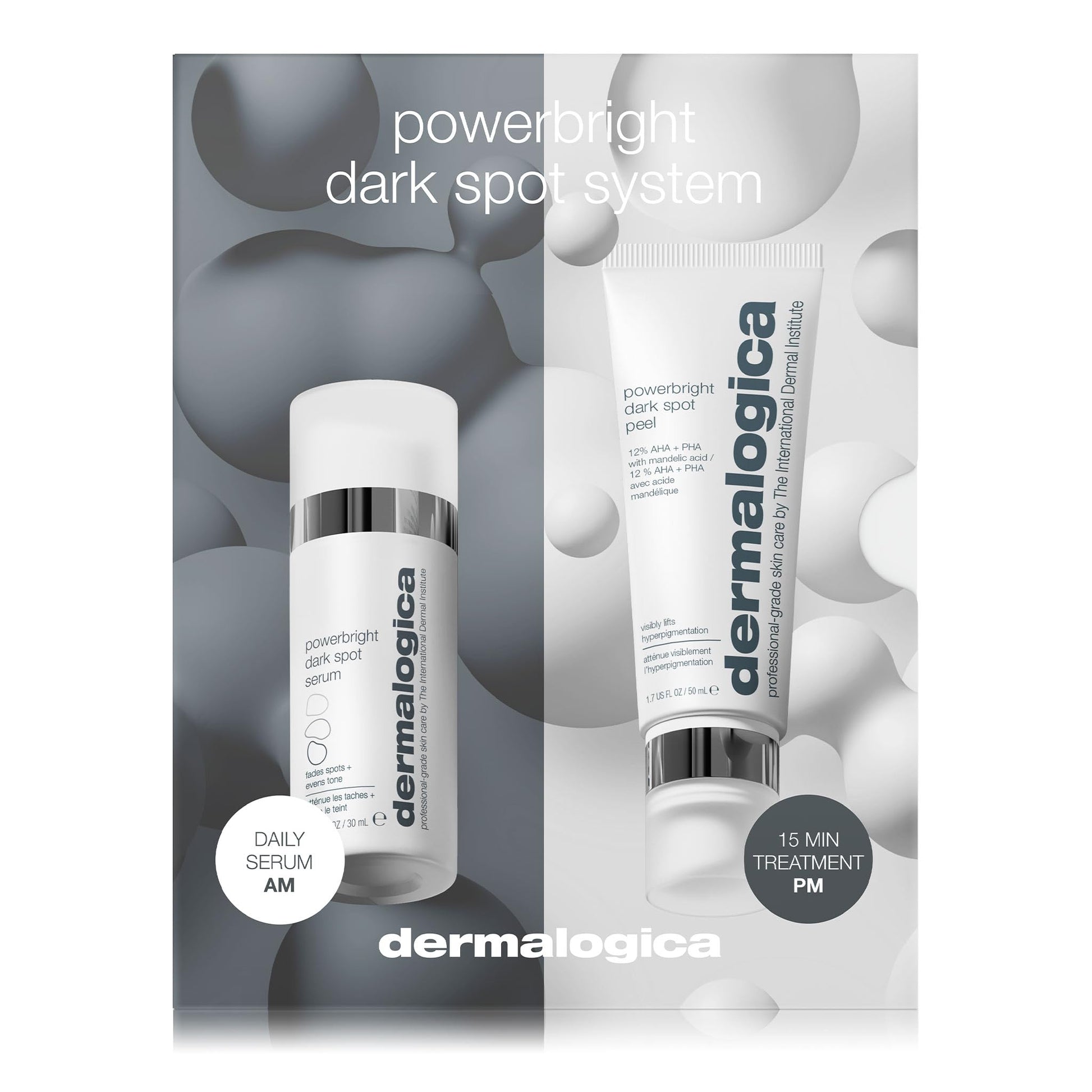 Lavender Dermalogica PowerBright Dark Spot System Skin Care Kit, Includes Face Serum and Peel - Fade, Lift, and Prevent Dark Spots and Hyperpigmentation