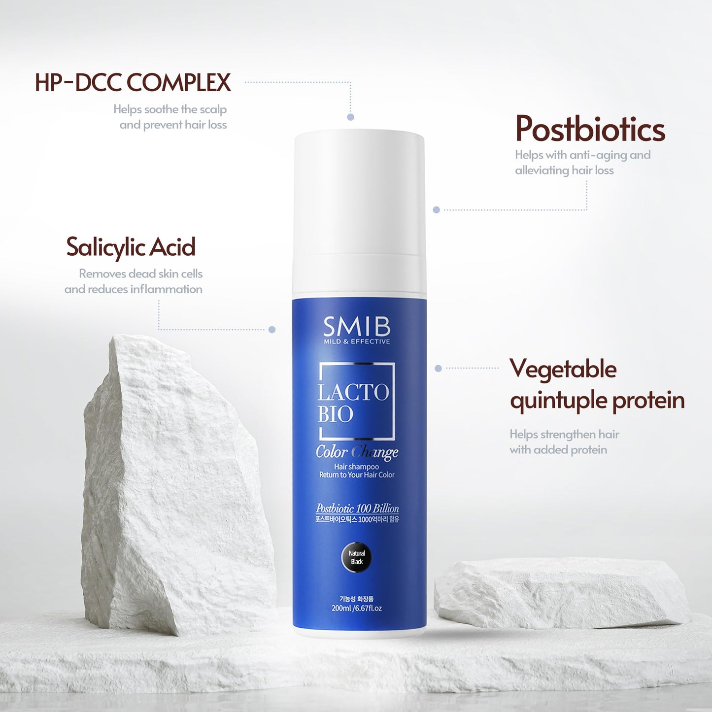 White Smoke SMIB Natural Black Hair Dye Shampoo + Lactobio Scalp Vinegar Set – Gradual Gray Coverage & Deep Scalp Detox, Korean Hair Care for Men & Women