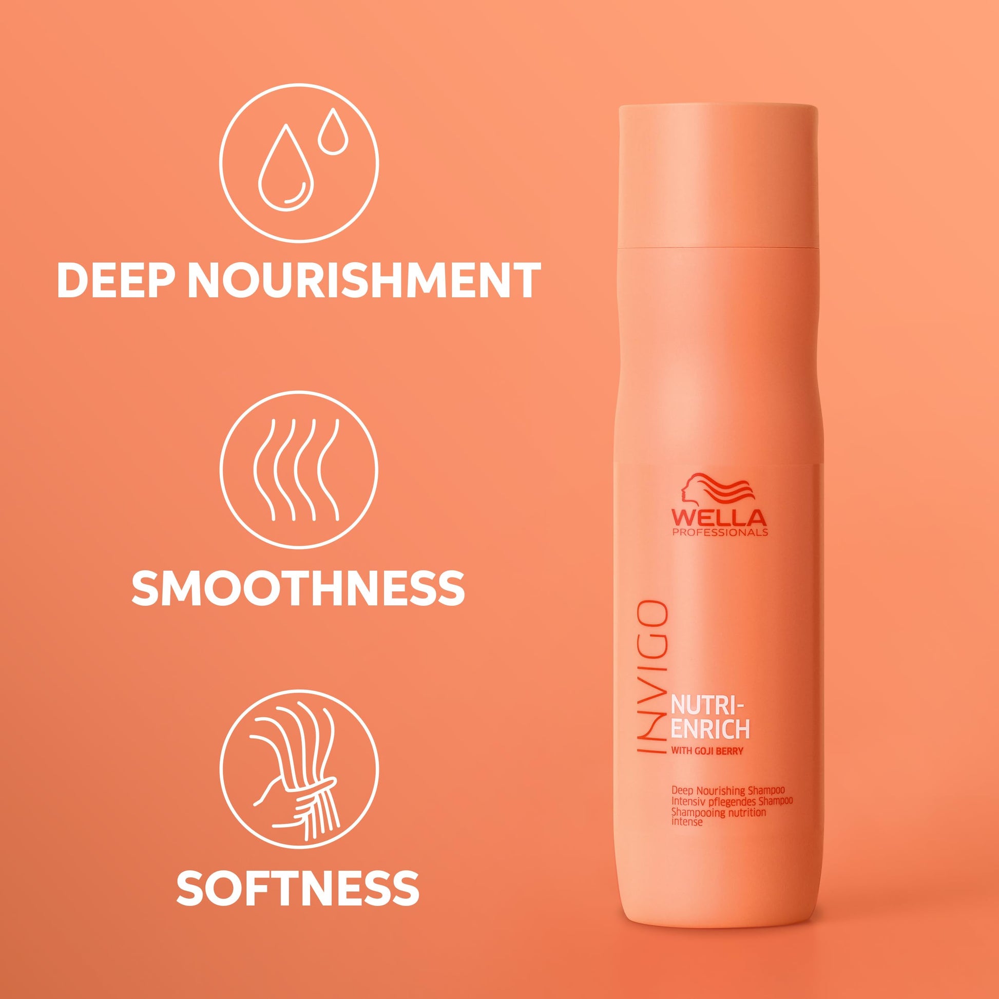 Salmon Wella Professionals Invigo Nutri-Enrich Deep Nourishing Shampoo | For Dry or Stressed Hair | 33.8 Fl oz