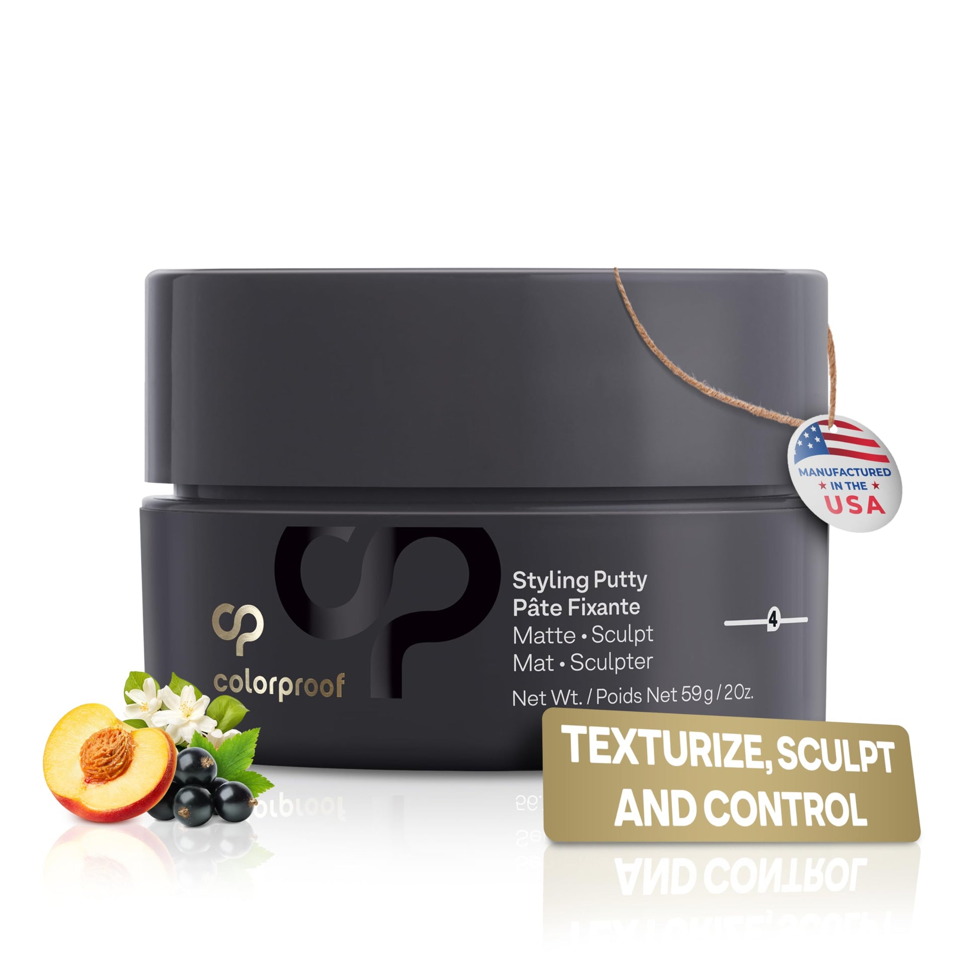 White Smoke Colorproof Styling Putty 2 Fl. Oz. with Color and Heat Protection, Black Currant, Jasmine & Peach Scent, Firm Hold Hair Putty with Matte Finish