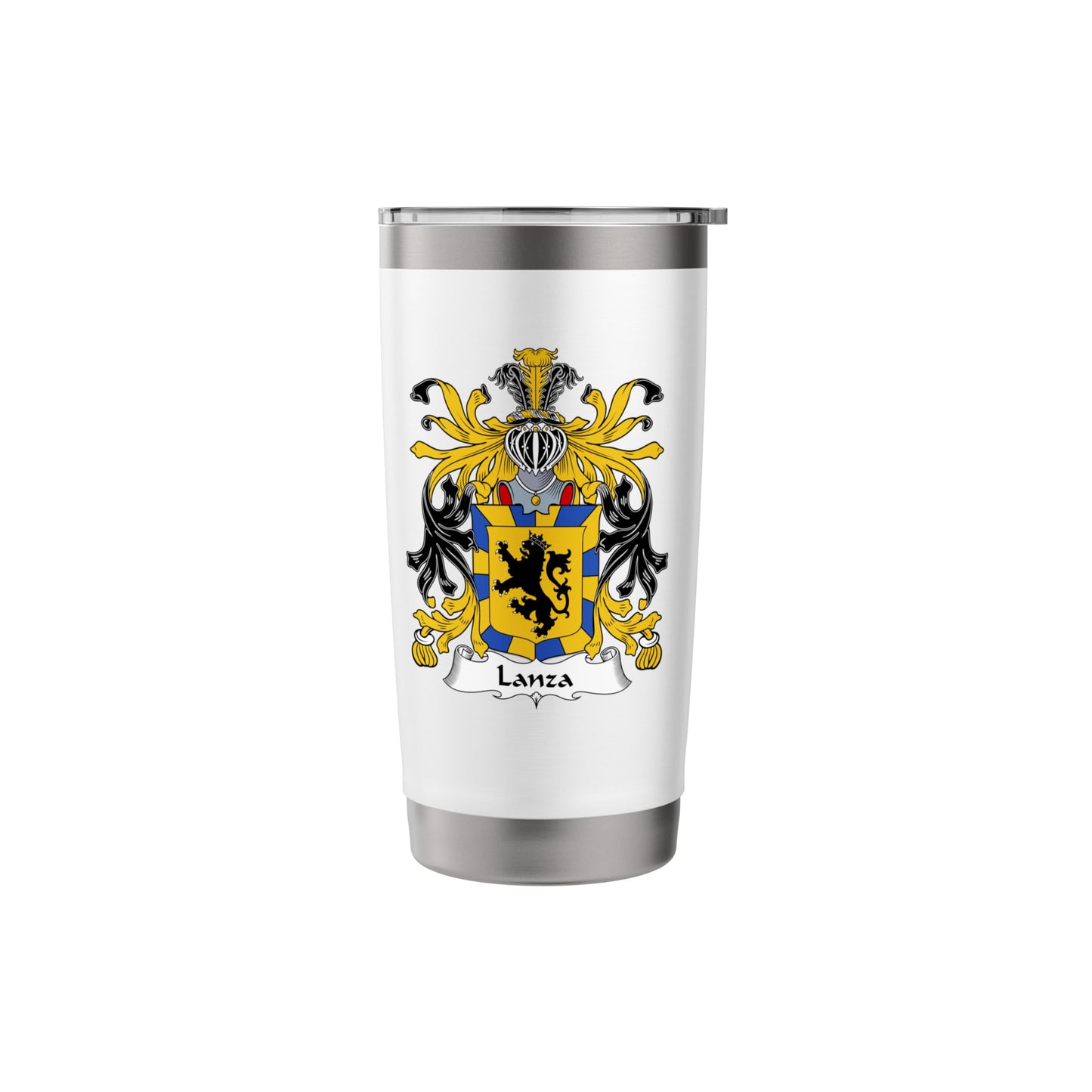 White Smoke Lanza Coat of Arms - Family Crest Stainless Steel Insulated Tumbler