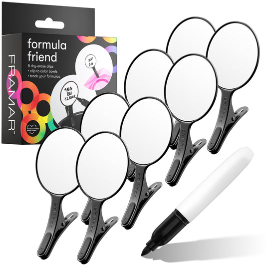 White Smoke FRAMAR Formula Friend Clips 8 Pack – Easy Wipe Dry Erase Labels That Clip To Hair Dye Bowl, Rubberized Matte Grip & Marker, Clip For Hair Color Bowl, Hair Toner Formulas, Color Bowls For Hairstylist