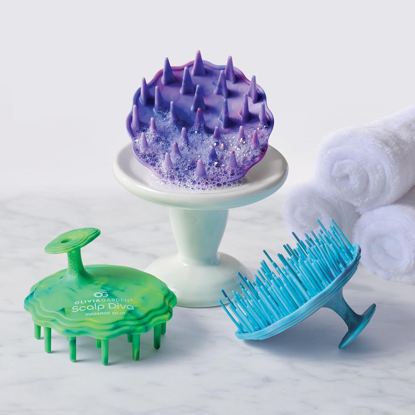 Lavender Olivia Garden Scalp Diva Scalp Care Brush - Healthy hair starts with a healthy scalp - Helps with Exfoliating, Cleansing and Massaging - Professional Hair Care Tool for All Lengths - Snag-Free Design