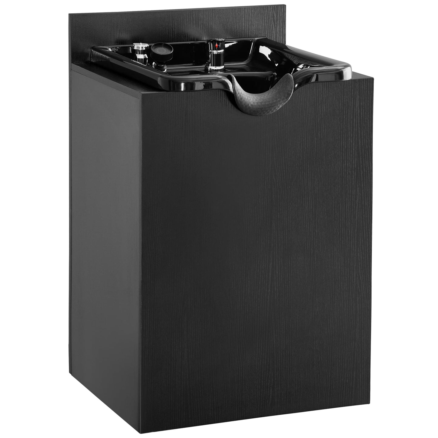 Dark Slate Gray BarberPub Shampoo Backwash Sink Station with Shampoo Bowl, Spa Salon Beauty Equipment 6154-7134, Black
