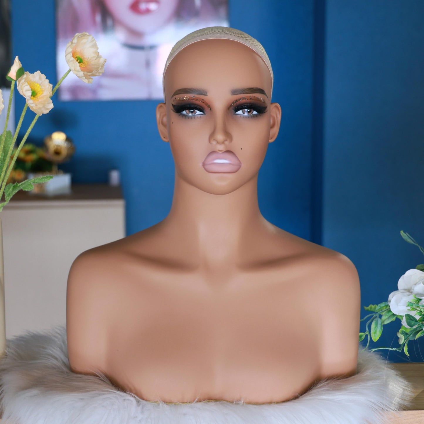 Rosy Brown J&F CO. Realistic Europe and America Female Mannequin Head with Shoulder Display Manikin Heads Bust for Wigs,Makeup,Beauty Accessories (de 410 hy)