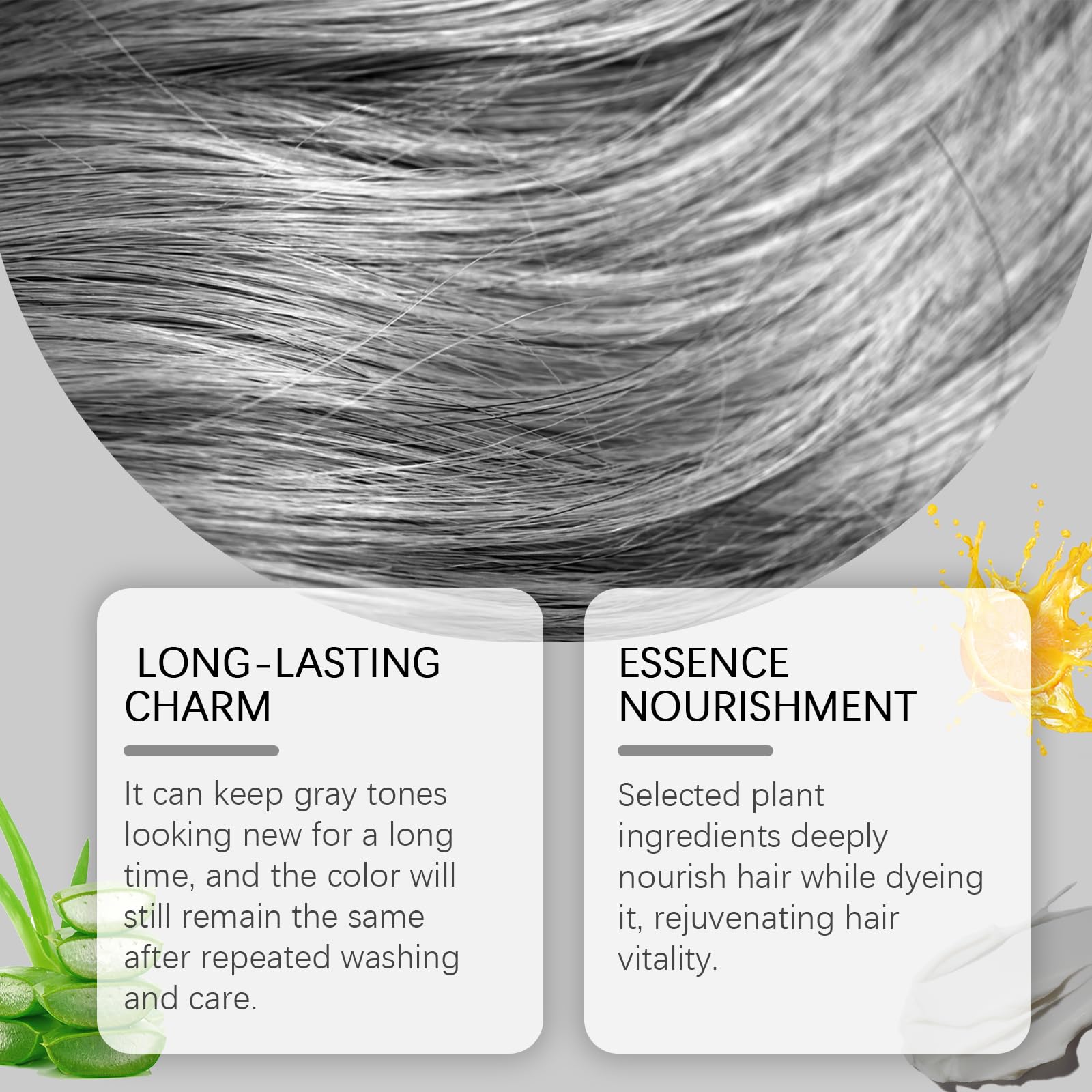 Gray Silver Hair Dye, 2-in-1 Hair Dying and Nourishing with Natural Essence Extract, Conditioning Hair Coloring Essence for Women & Men, 3.53 Fl Oz