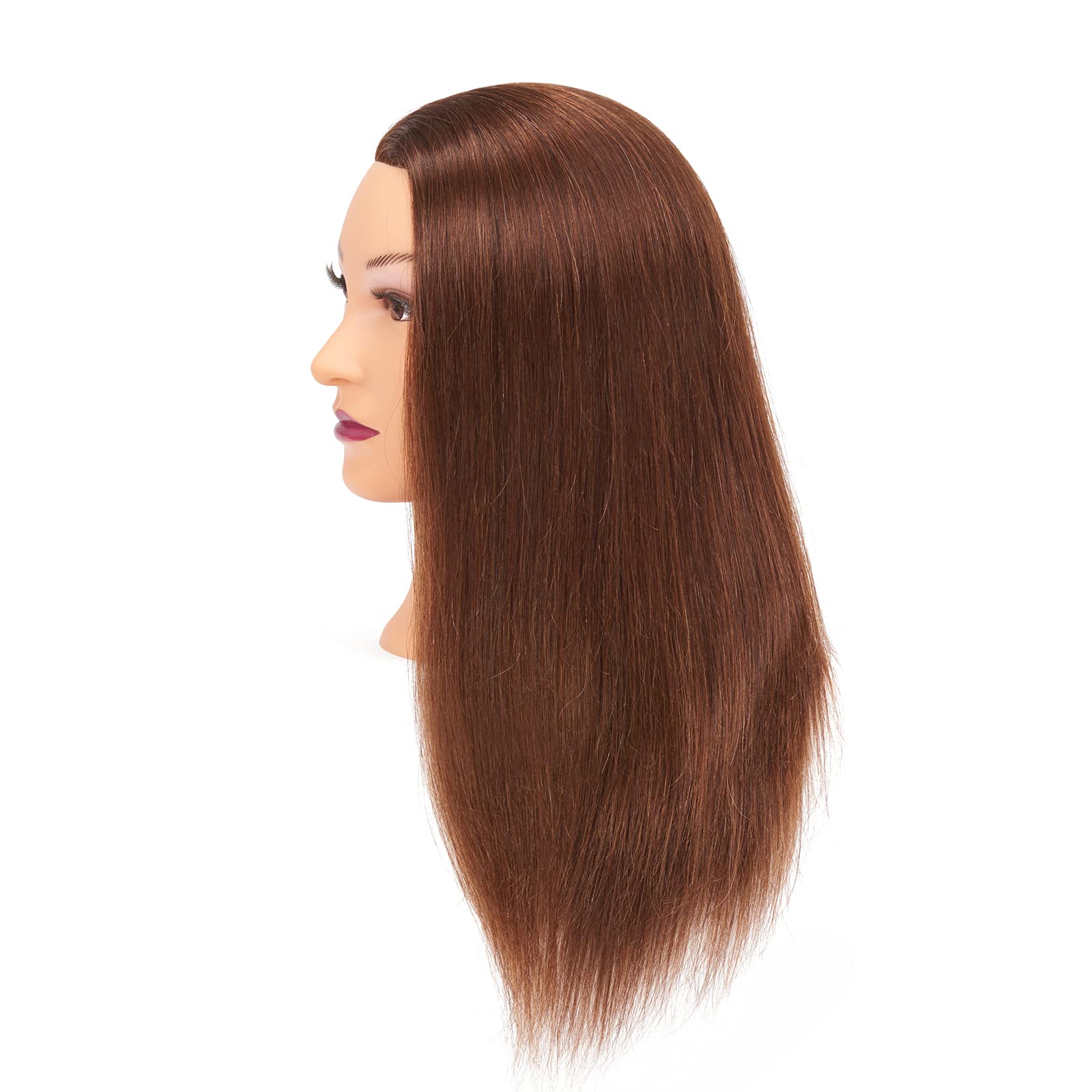White Smoke Mannequin Head 20"-22" 100% Human Hair Hairdresser Training Head Mannequin Doll Head Cosmetology Manikin Training Head Hair for Practice Cutting Braiding with Free Clamp Holder 92022LB0414