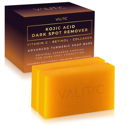 White Smoke VALITIC Kojic Acid Dark Spot Remover Soap Bars with Vitamin C, Retinol, Collagen, Turmeric - Original Japanese Complex Infused with Hyaluronic Acid, Vitamin E, Shea Butter, Castile Olive Oil (2 Pack)
