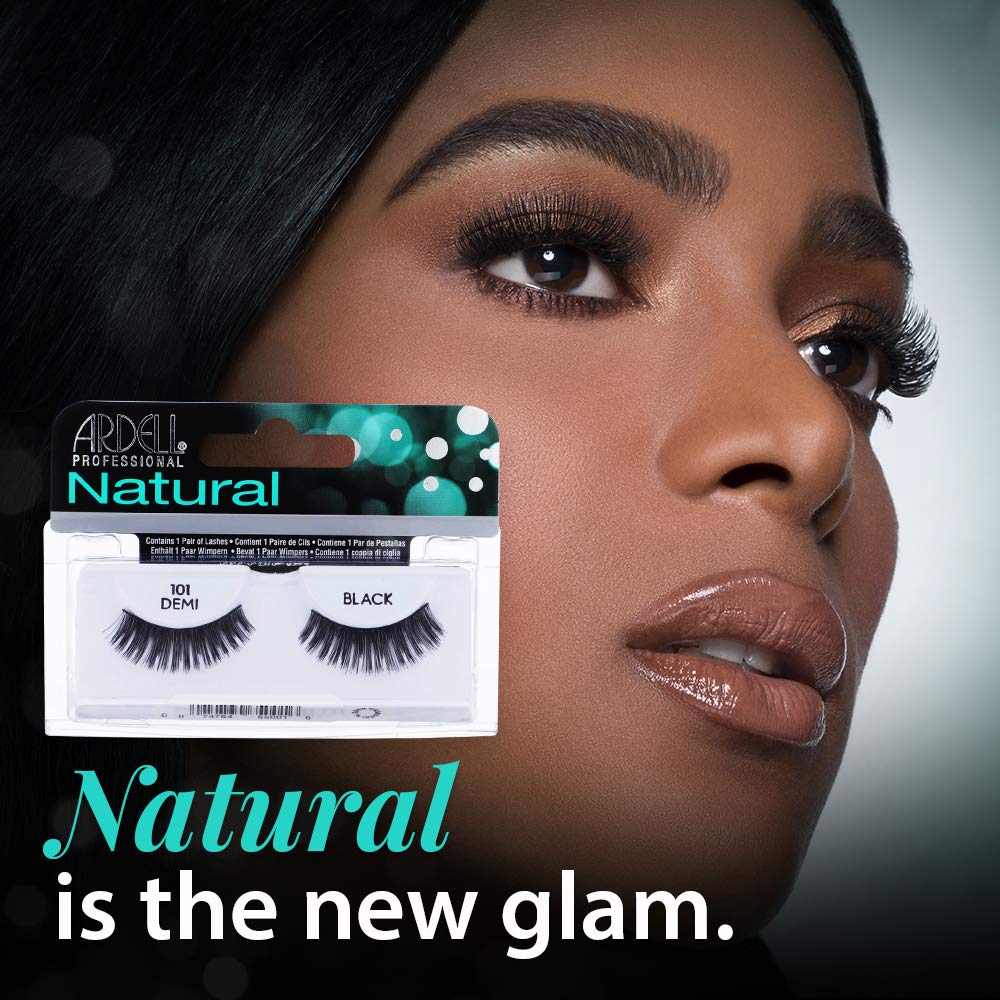 Black Ardell False Eyelashes Demi 101 - Black, Full Volume, Rounded Strip Wispy Lashes for a Natural Look, 4 Pack