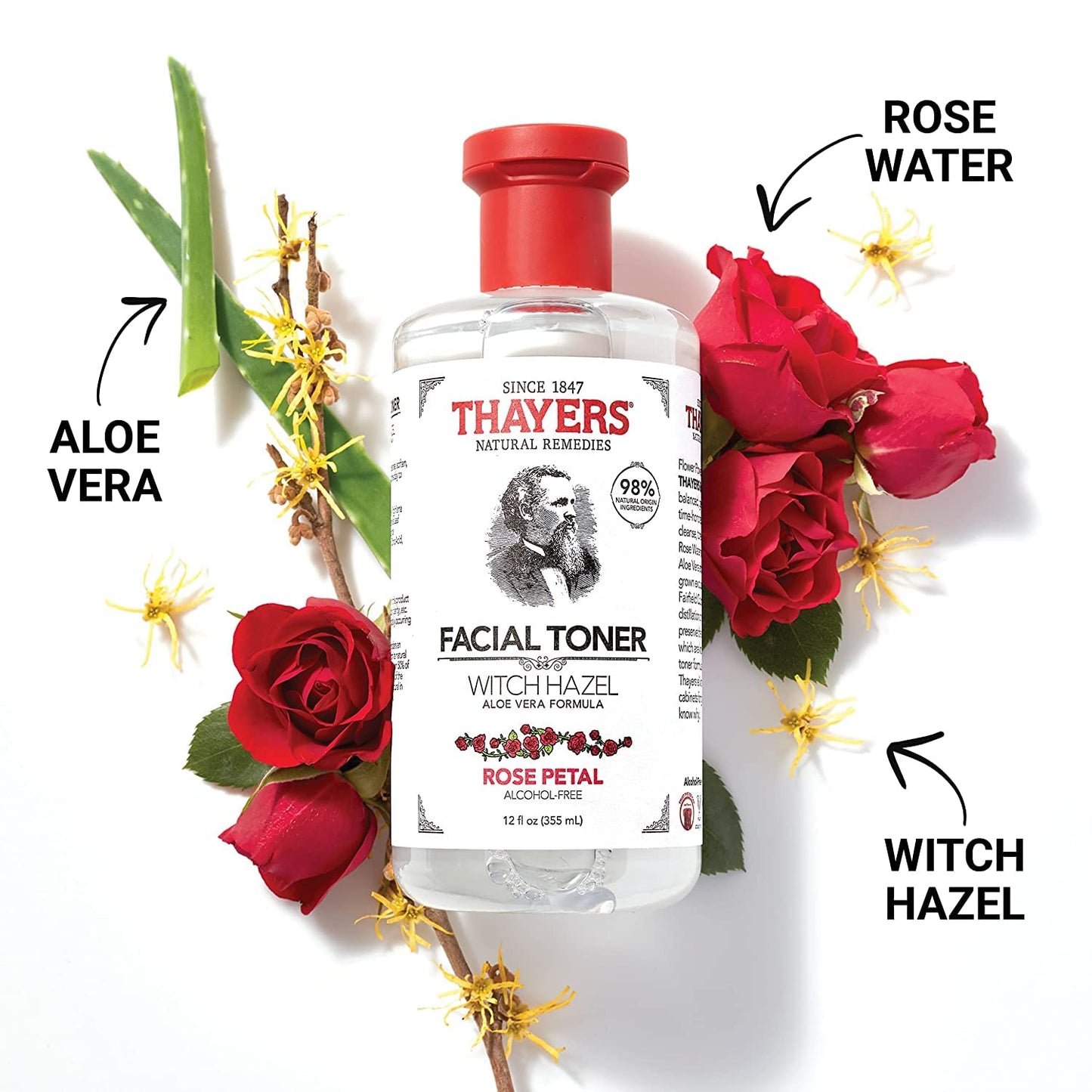White Smoke Thayers Witch Hazel with Aloe Vera Rose Petal - 12 fl oz