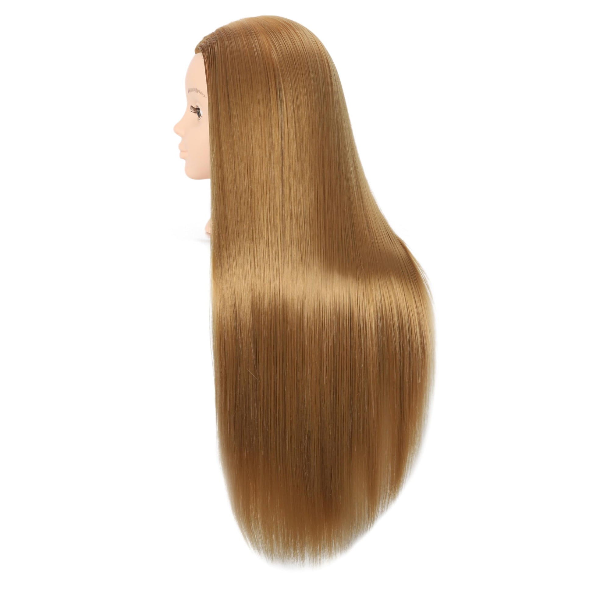 White Smoke MORRIS Synthetic Fiber Mannequin Head with Clamp – 28" Training Styling Head for Beginners to Practice Braiding, Cutting, Updos – Ideal for Cosmetology Students（Blonde）