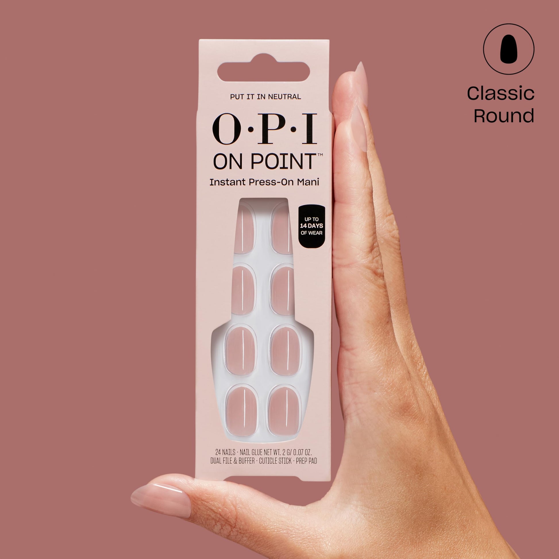 Maroon OPI On Point Put it in Neutral | Short Round Soft Nude Beige Pink Press On Nails | 24 Count with Nail Glue | Long Lasting, Reusable, Non-damaging | Fall 2025 Shades