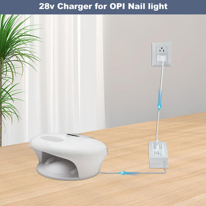 Lavender 28V Power Cord for OPI LED Light Professional Gel Curing Nail Dryer Lamp Compatible with OPI LED LAMP 2017 GL902 Dual Cure Nail Light Power Adapter Charger