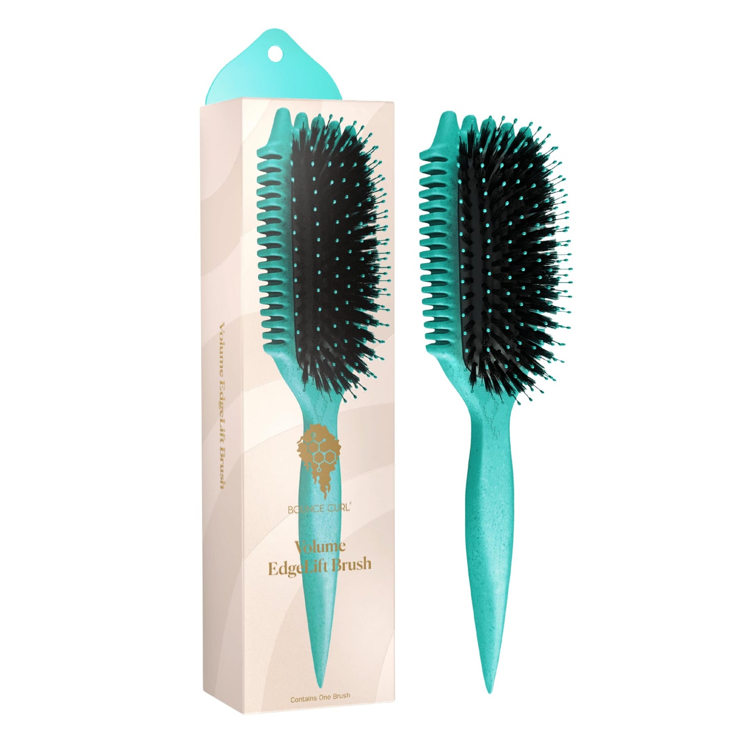 White Smoke Bounce Curl Volume EdgeLift Brush, 5-in-1 Tool for Volumized Waves, Curls & Coils - Teal