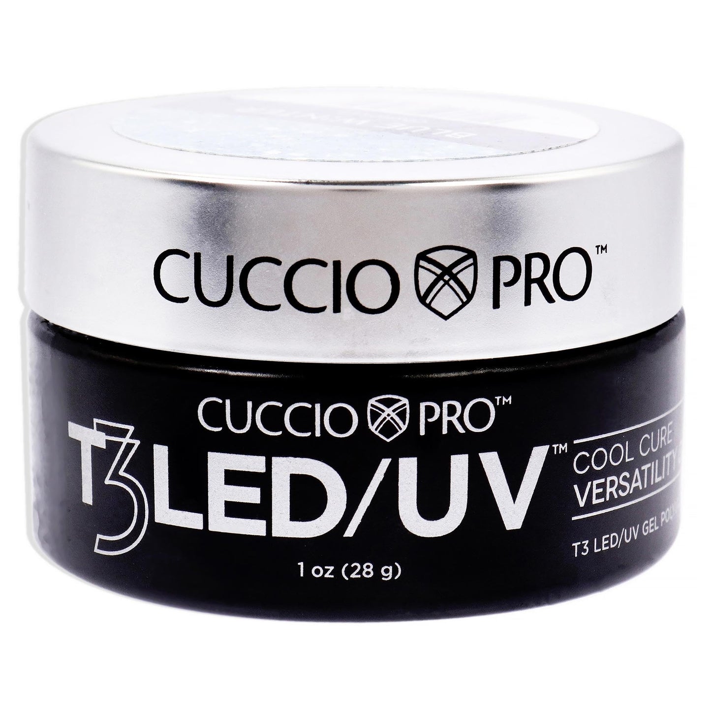Black Cuccio Pro T3 LED/UV Cool Cure Versatility Gel - Self-Levelling - Incredibly Flexible - Strong Adhesion - High Shine Finish - Fast Application - Quick Cure - Blue Winter - 1 Oz Nail Gel