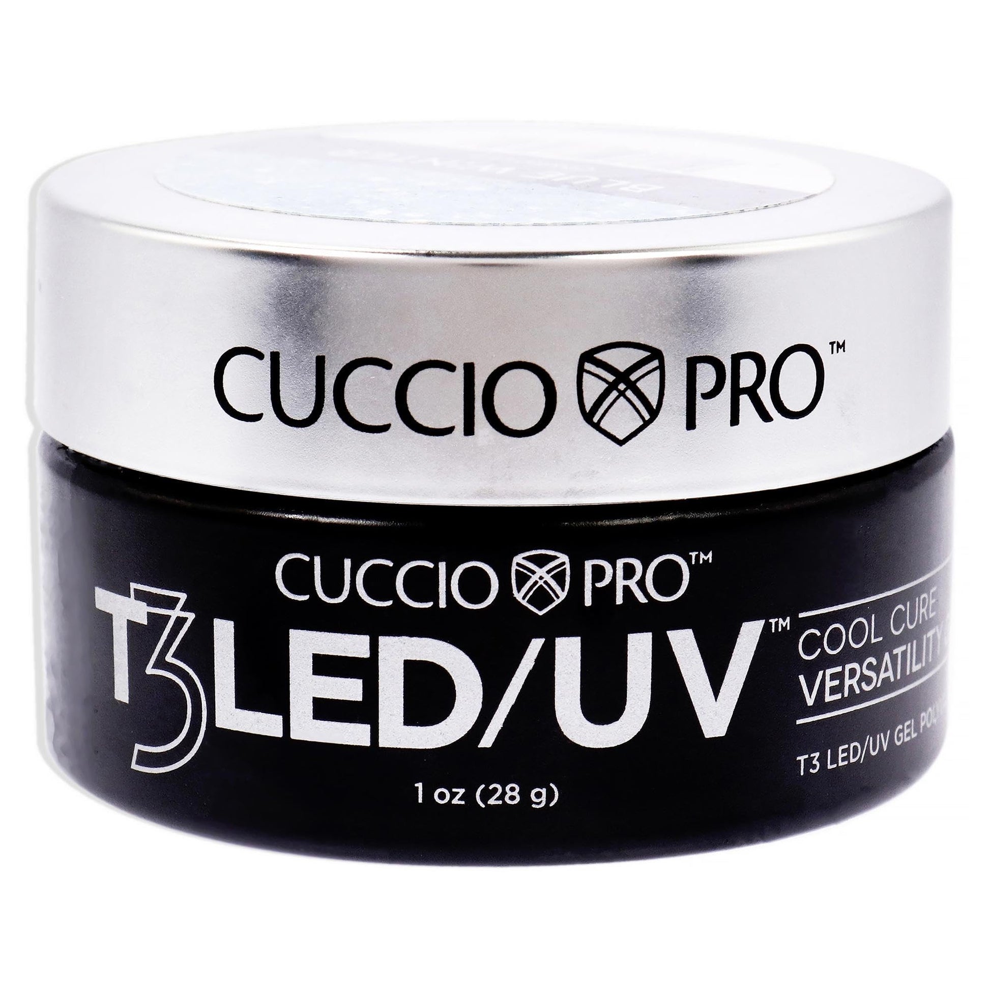 Black Cuccio Pro T3 LED/UV Cool Cure Versatility Gel - Self-Levelling - Incredibly Flexible - Strong Adhesion - High Shine Finish - Fast Application - Quick Cure - Blue Winter - 1 Oz Nail Gel