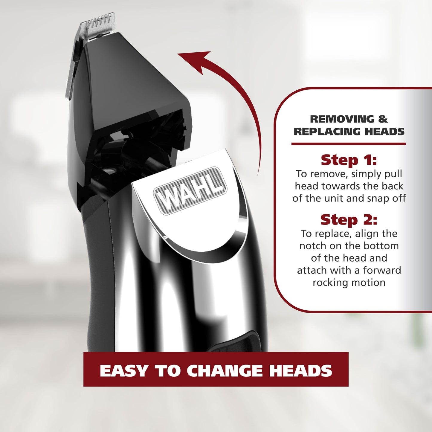 White Smoke Wahl Groomsman Pro All in One Beard Trimmer for Men, Mens Beard Trimmer Rechargeable Cordless Hair Trimmer, Includes 3 Attachment Heads for Beard, Nose, & Ear Hair Trimming - Model 5617