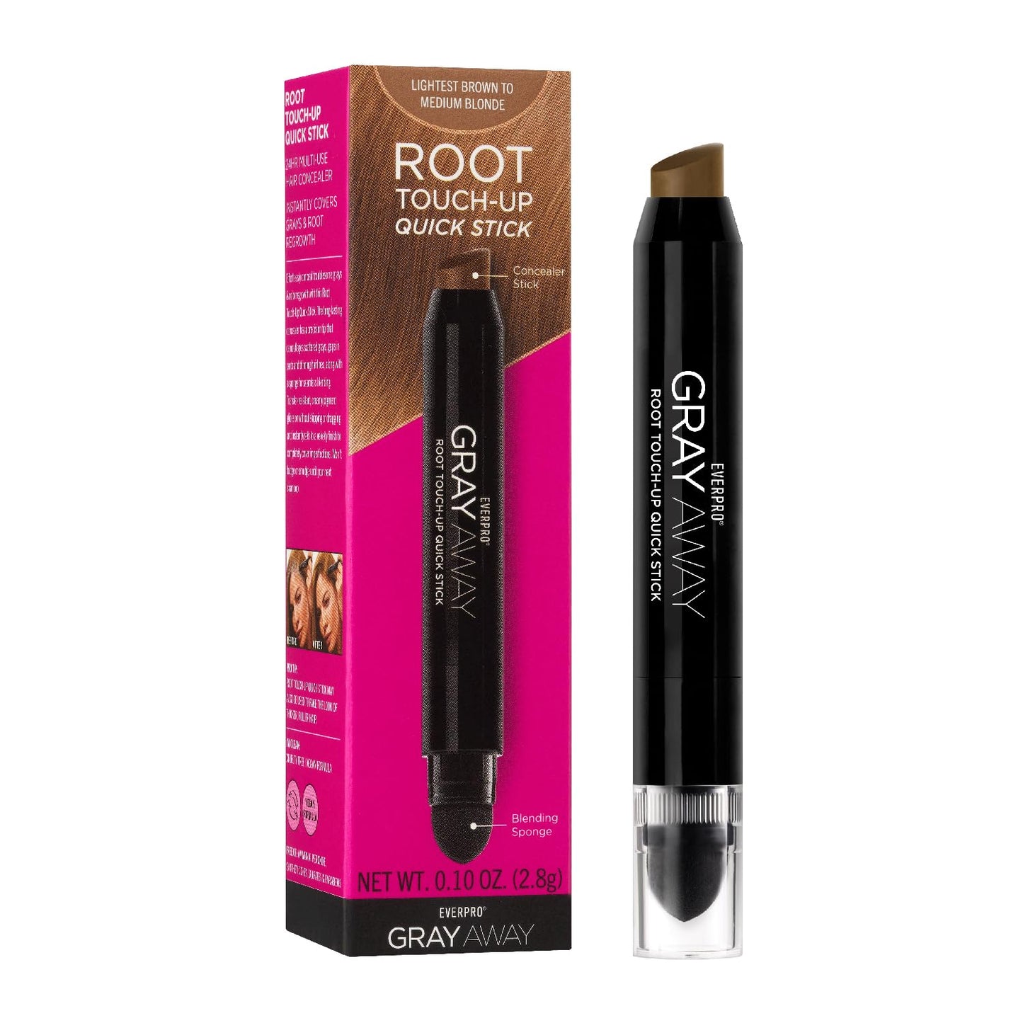 White Smoke EVERPRO Gray Away Root Touchup Quick Stick, Lightest Brown/Medium Blonde, 0.1 Oz