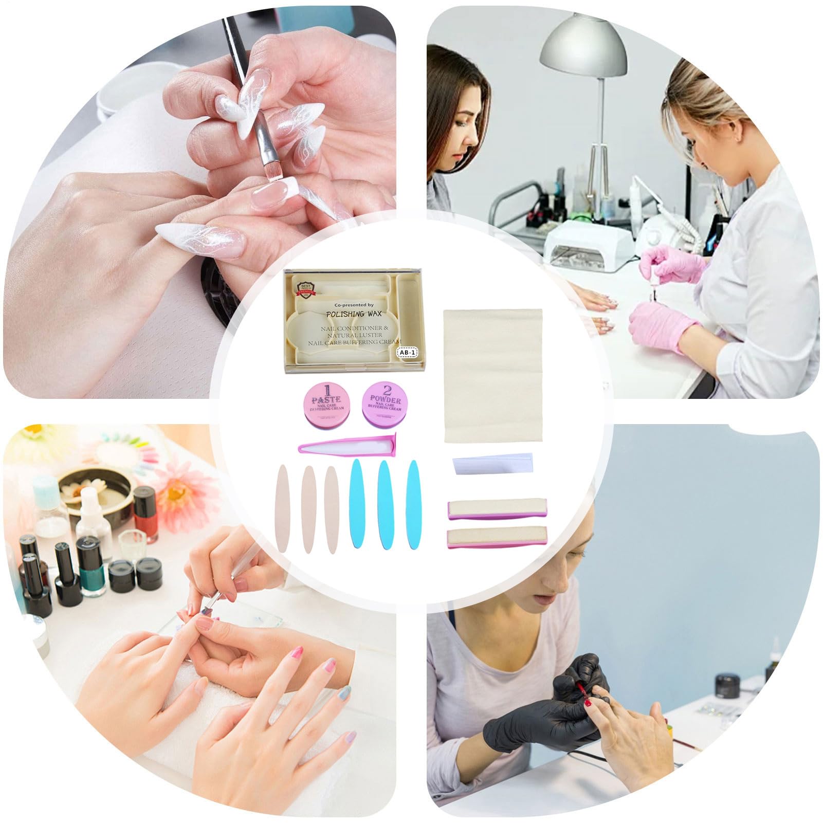 White Smoke Japanese Manicure Kit, Nail Polishing and Buffing Kit, Long-Lasting Shine Nail Care Tools for Women Home Salon Pedicure