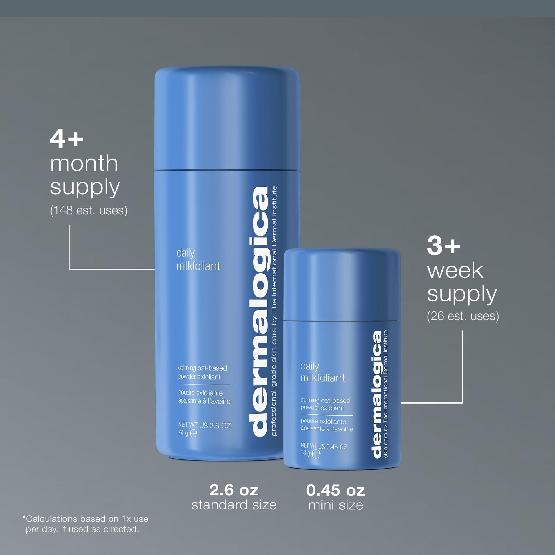 Slate Gray Dermalogica Daily Milkfoliant, Face Exfoliator, Powder Scrub Exfoliant with AHA and BHA - Calming, Polishing and Hydrating Skin, Oat-Based, Vegan Product, Travel Size, 0.45 oz