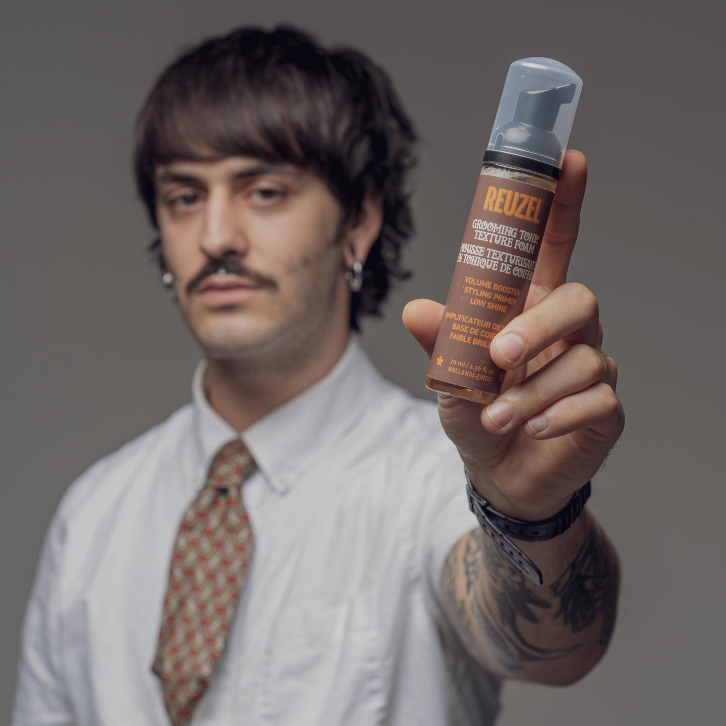 Dim Gray REUZEL Grooming Tonic Texture Foam, Styling Booster with Low Shine and Great Styling Power - 2.36 fl. oz