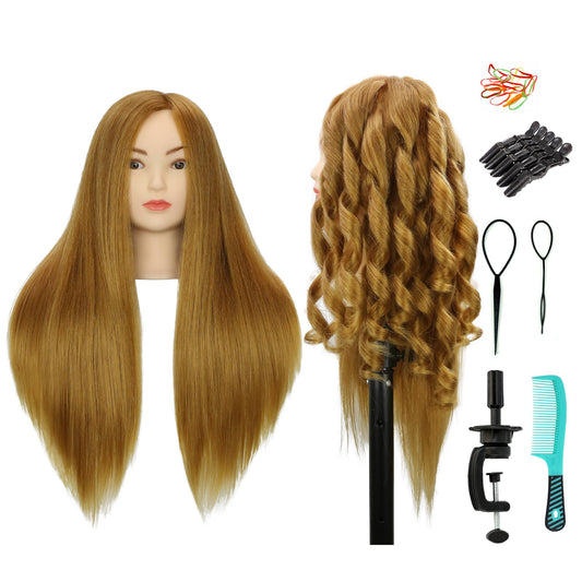 White Smoke Mannequin Head Human Hair With 70% Real Human Hair Mannequin Head Human Hair 22inch Hairdresser Practice Training Head Cosmetology Manikin Doll Head (make-uped#27 Blond)